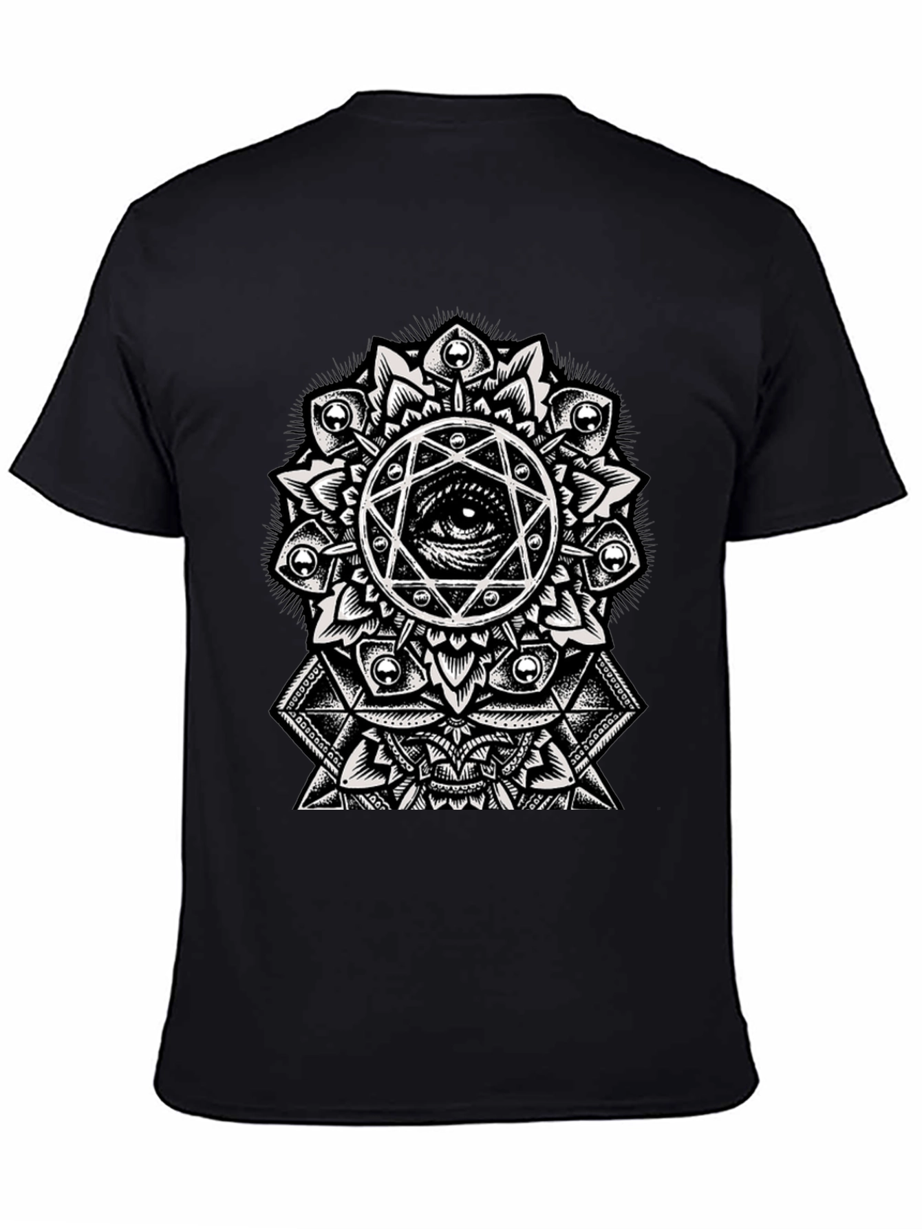 Black Eye Mandala Graphic Tee - Stylish Black T-Shirt view 4