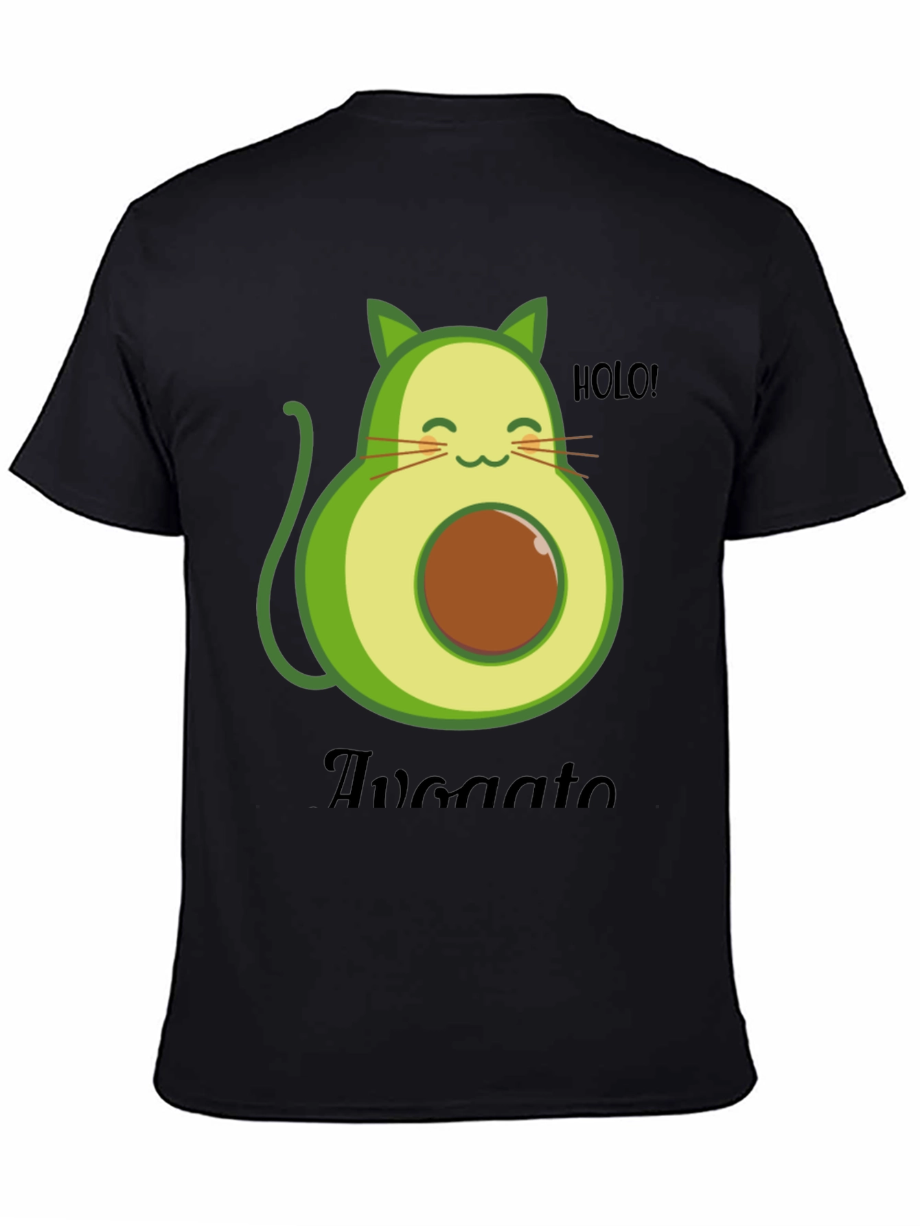 Black Avocato T-Shirt - Avocado Cat Pun Tee view 4