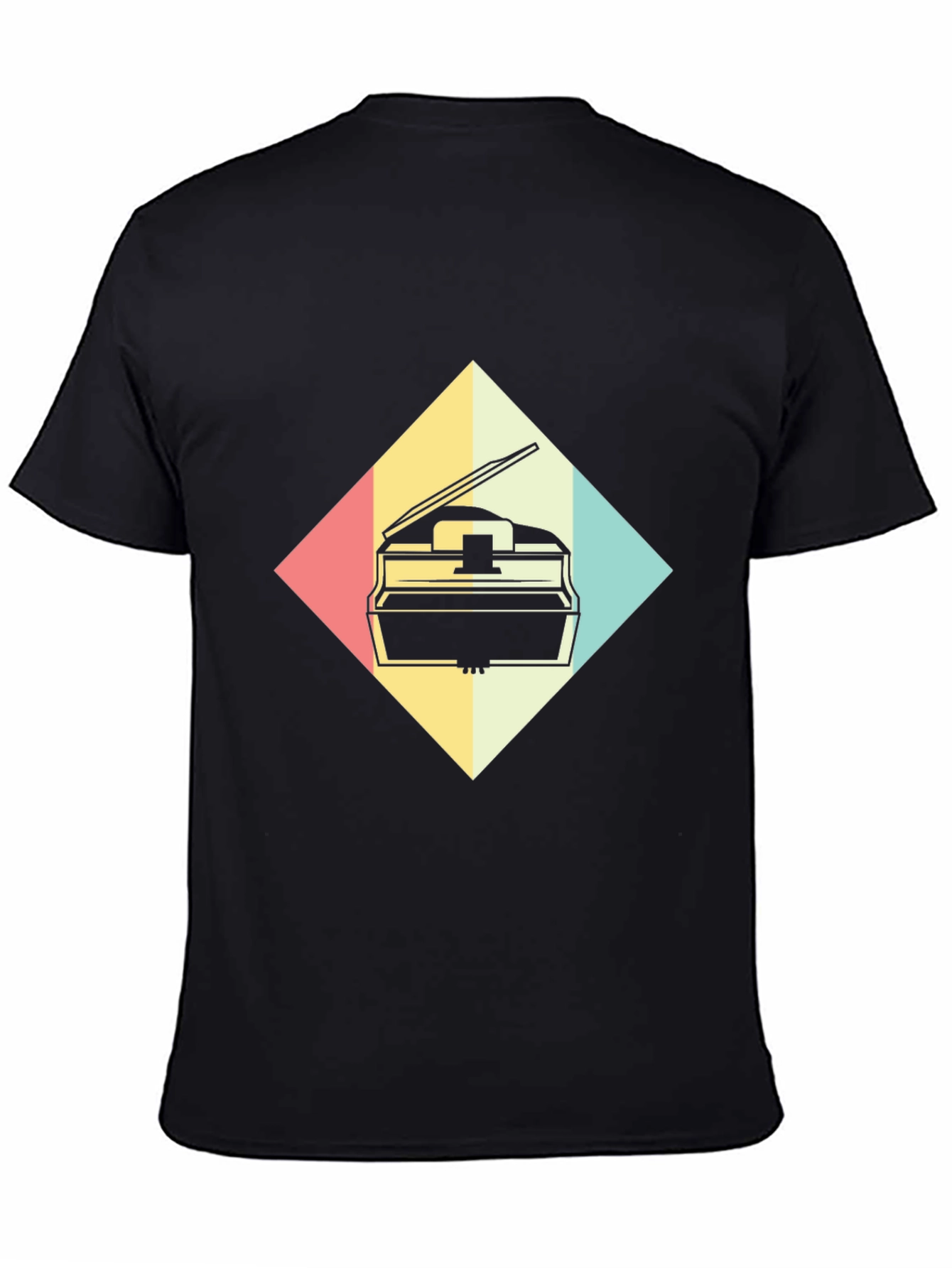 Black Retro Piano Graphic Tee - Musical Style view 4