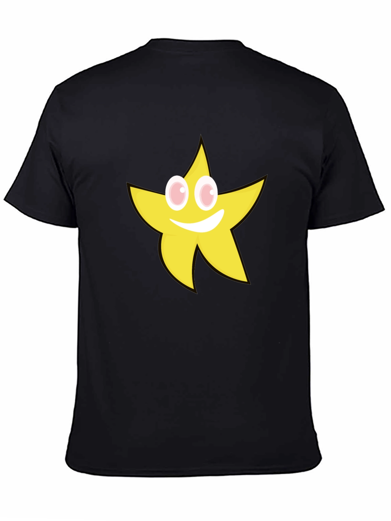 Black Smiling Star Graphic T-Shirt - Black Cotton Tee view 4