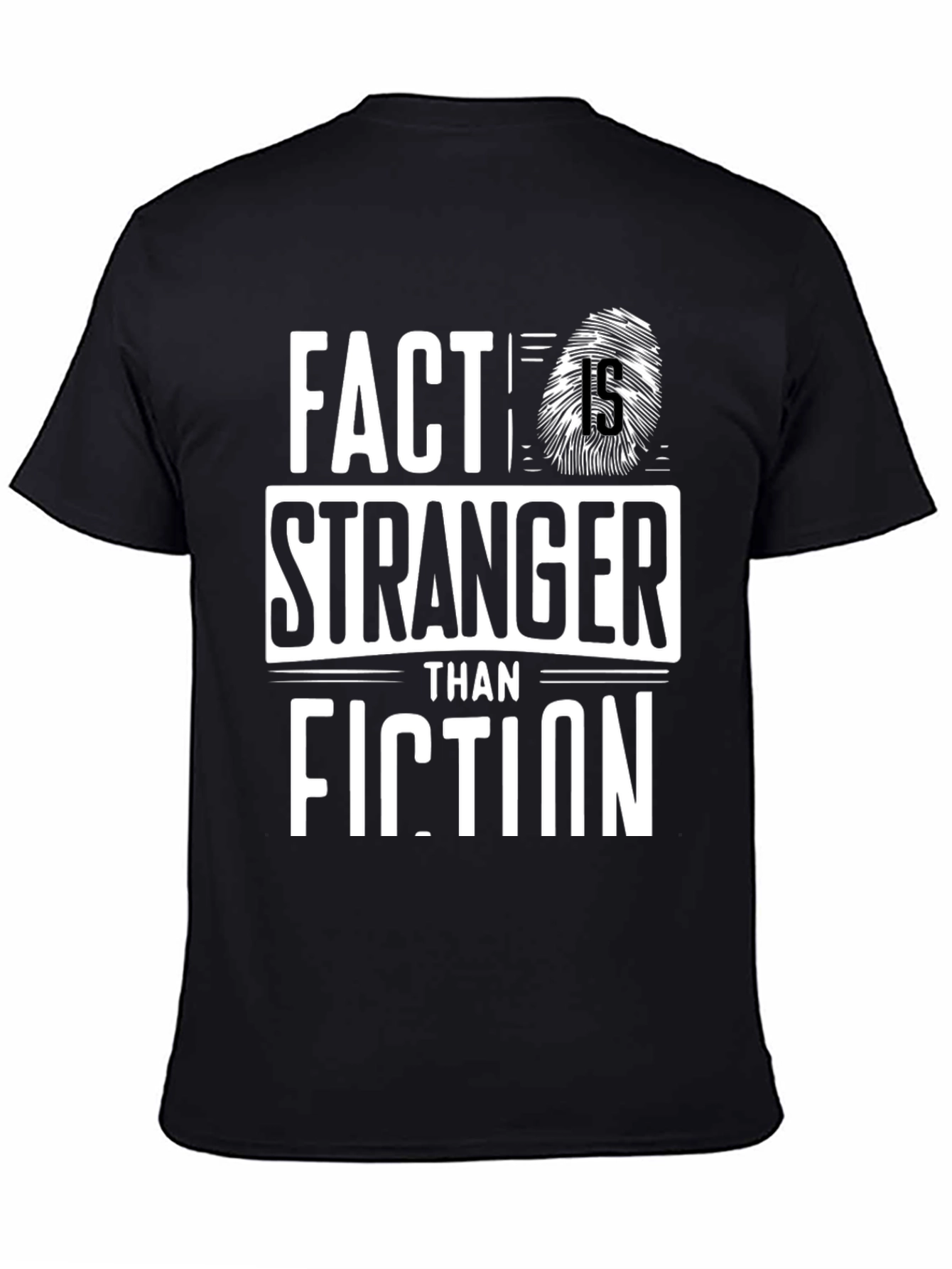 Black Fact Stranger Than Fiction Graphic Tee view 4