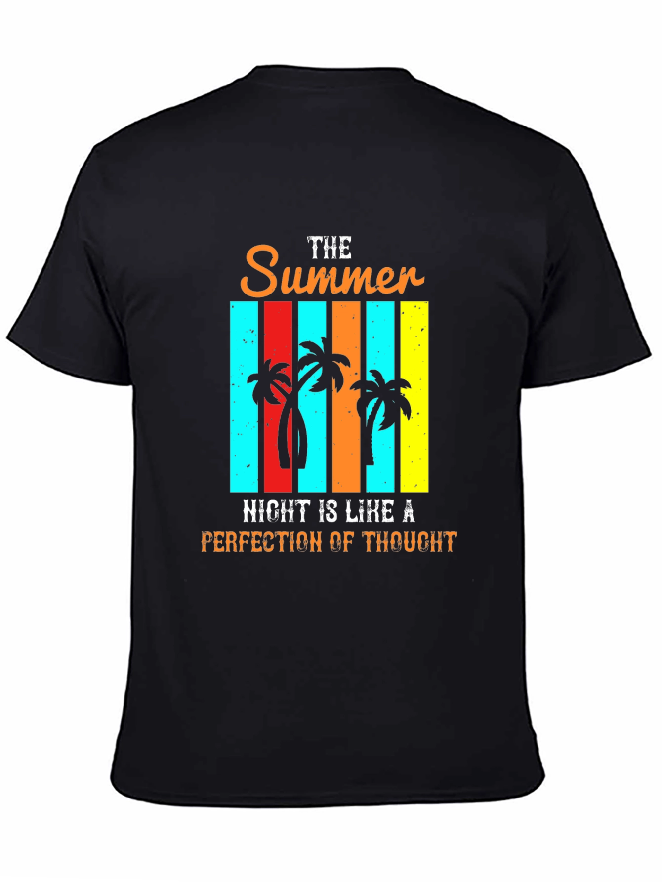 Black Summer Night Palm Tree Graphic T-Shirt view 4