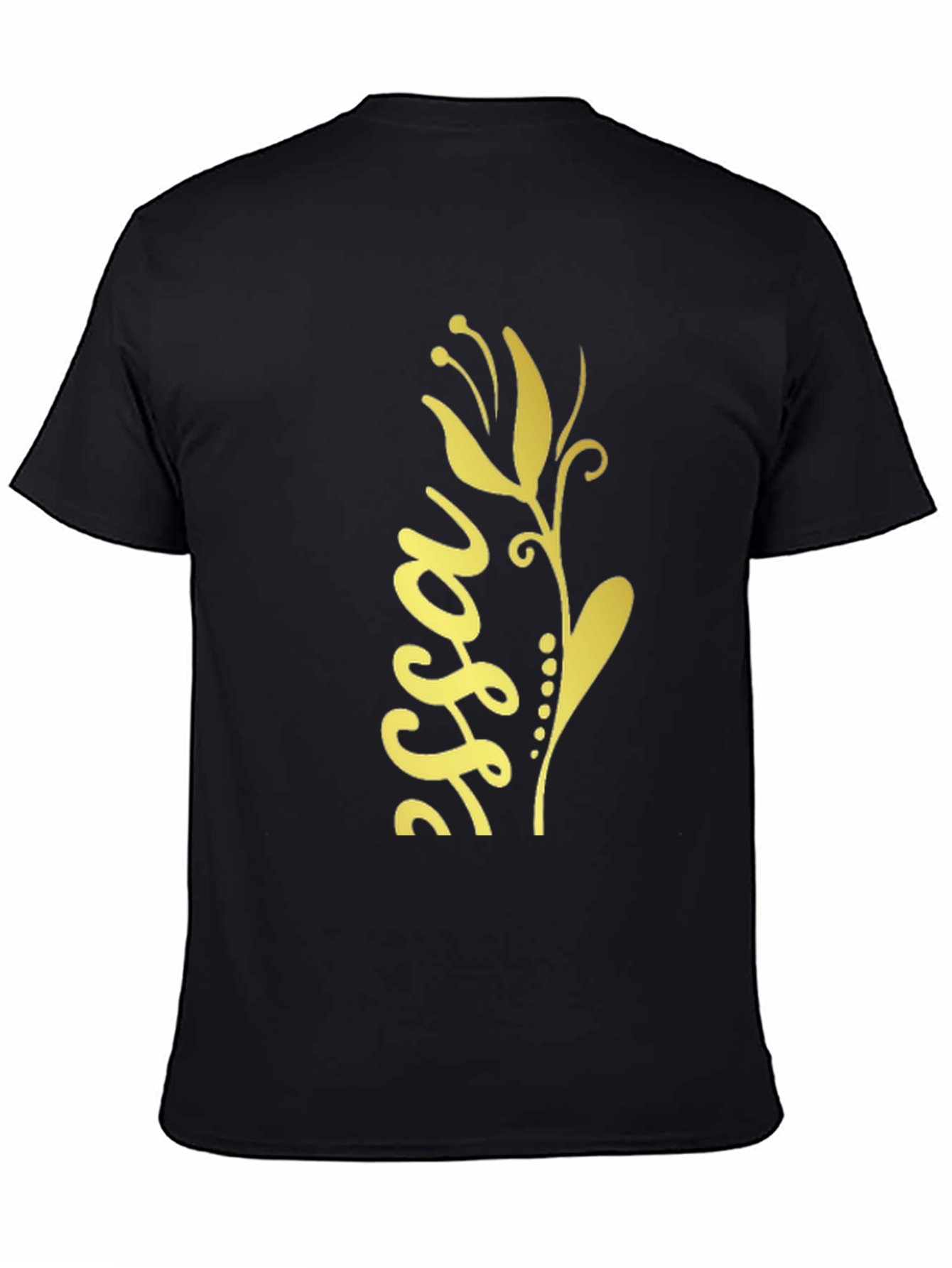 Black Elegant Floral Graphic Print Black T-Shirt view 4