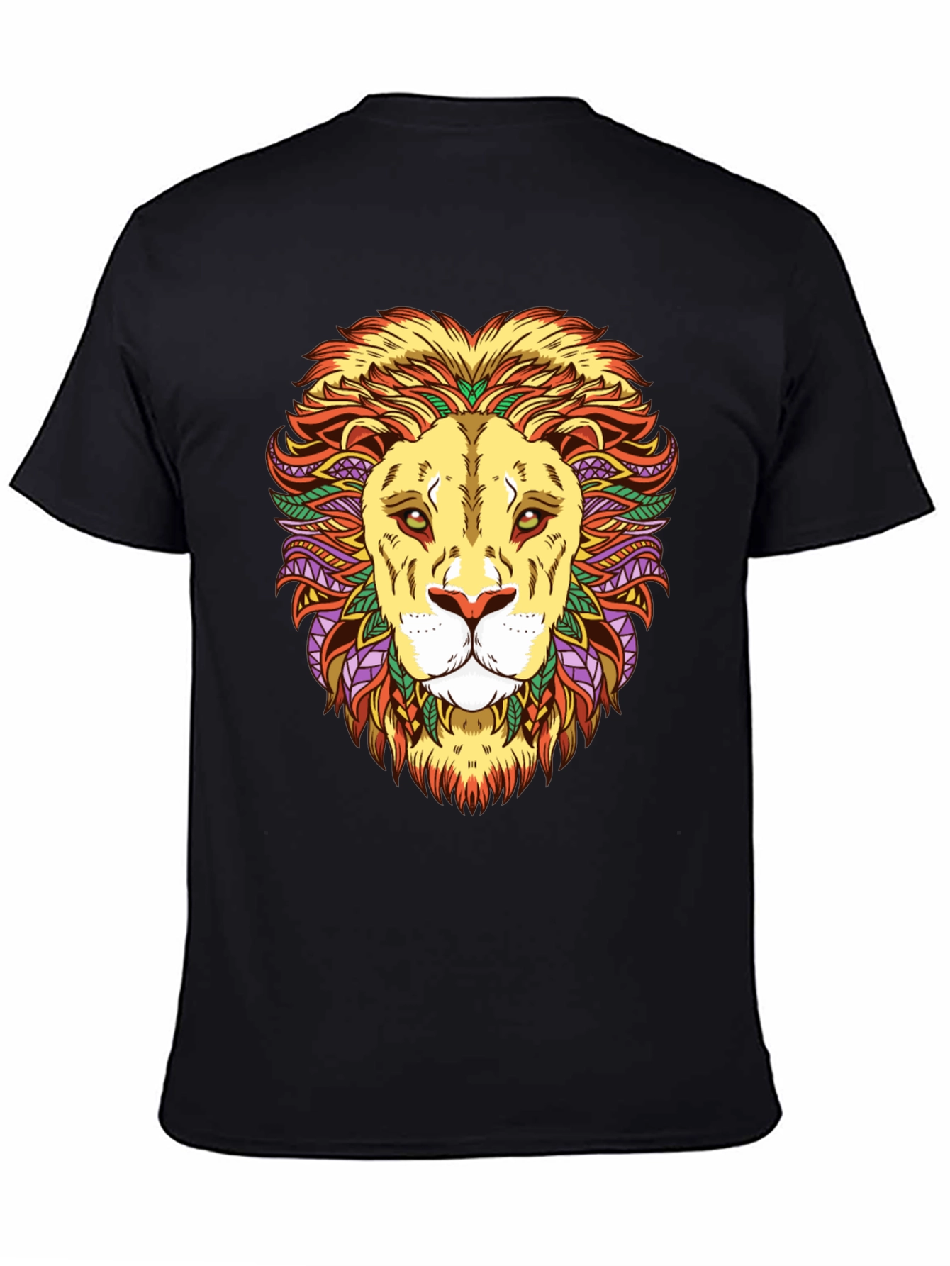Black Lion Head Graphic T-Shirt - Vivid Design, Black Cotton Tee view 4