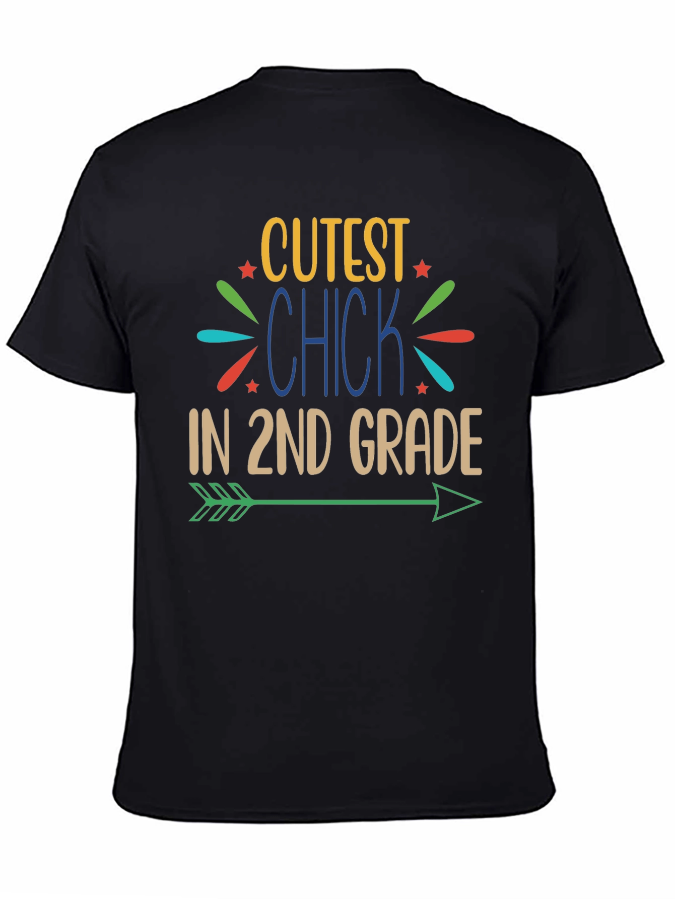 Black Cutest Chick 2nd Grade Arrow Graphic T-Shirt view 4