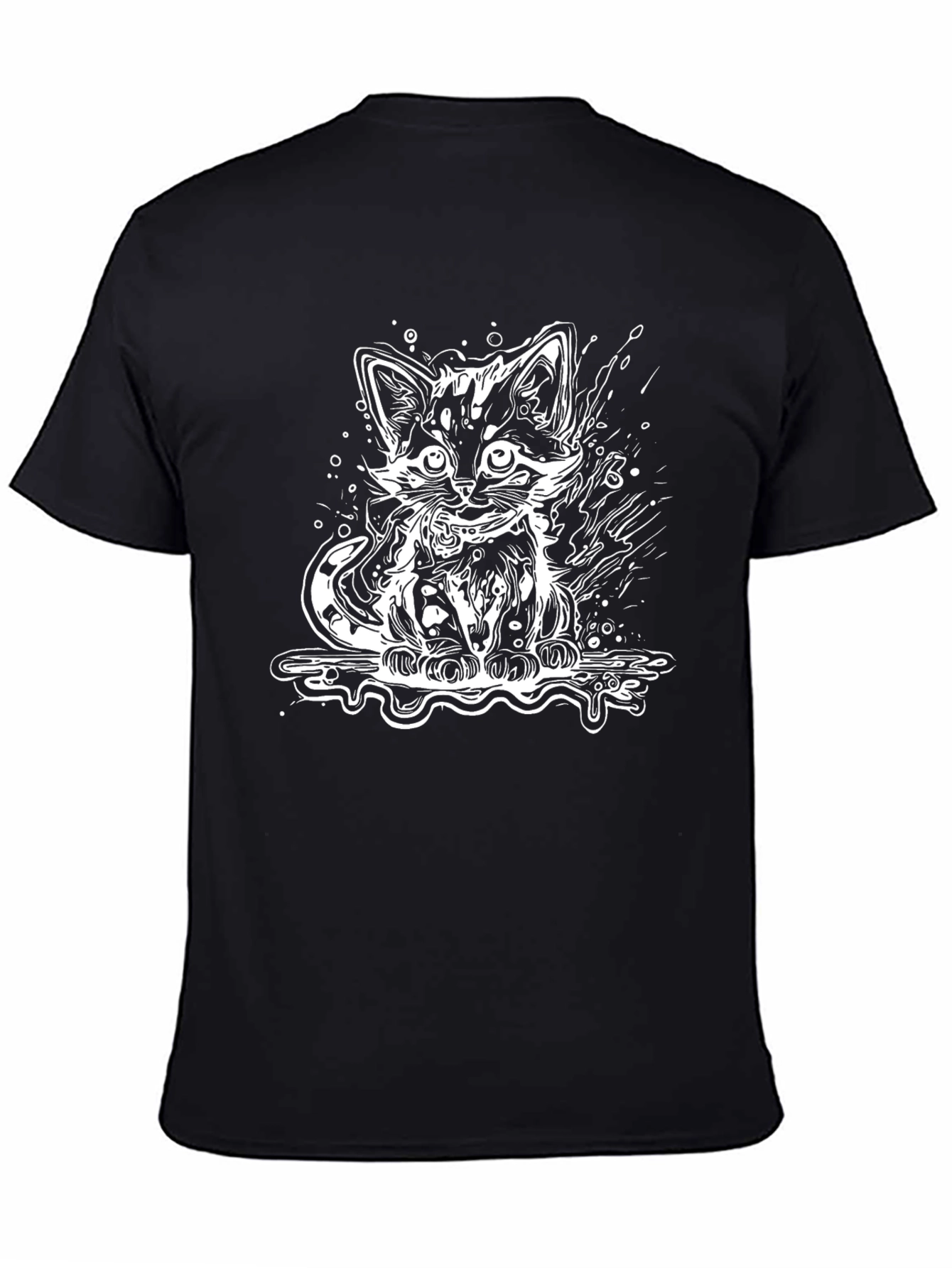 Black Kitten Graphic Black Tee view 4