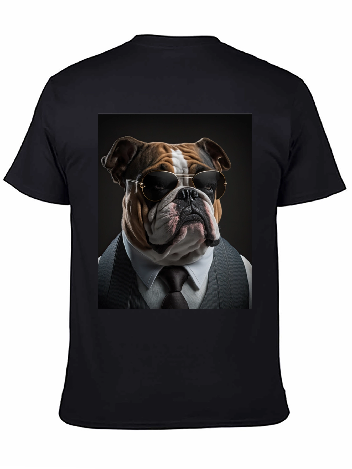 Black Bulldog Boss T-Shirt: Cool Dog in Suit! view 4