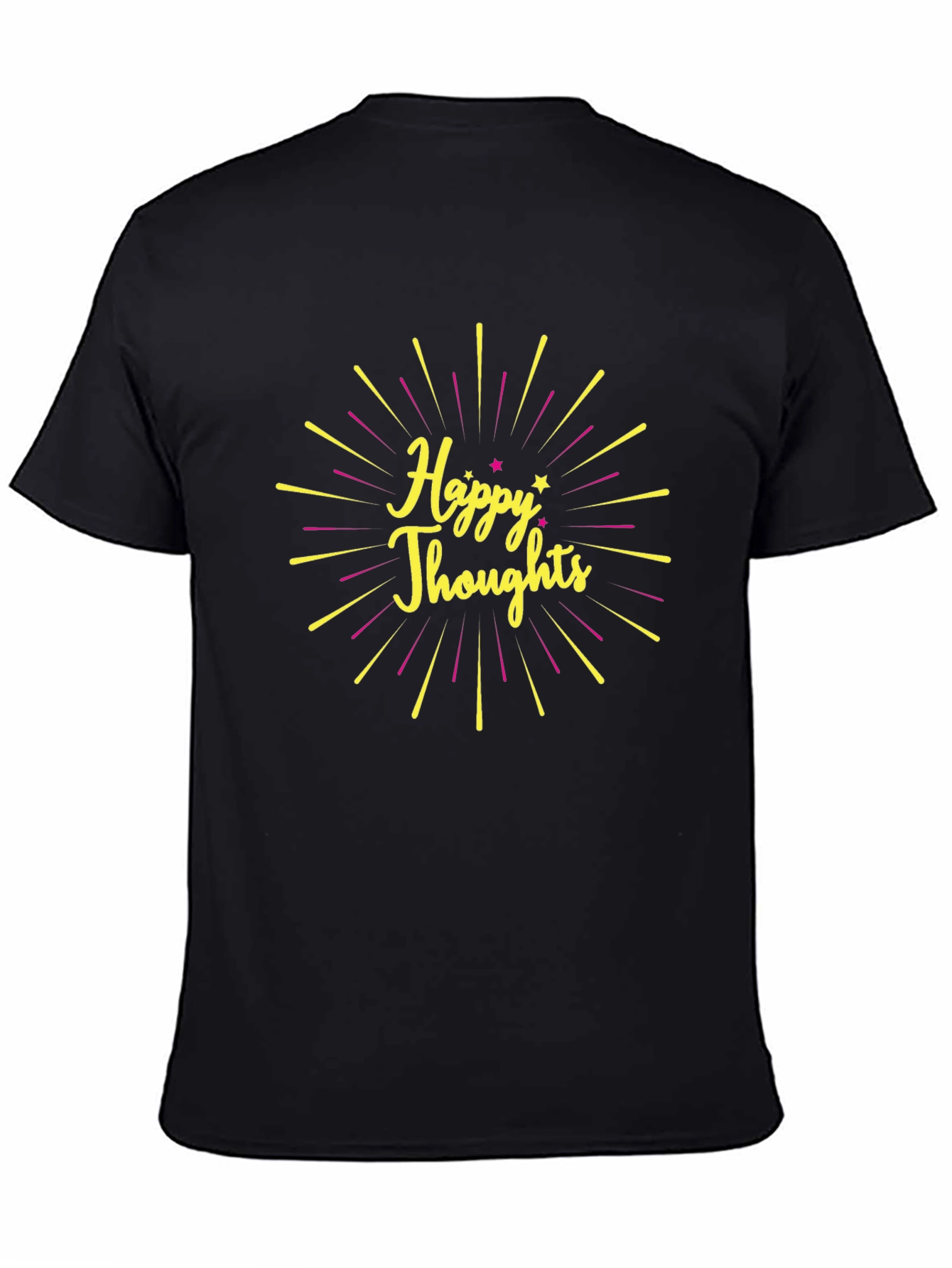 Black Happy Thoughts Graphic Tee - Positive Vibes view 4
