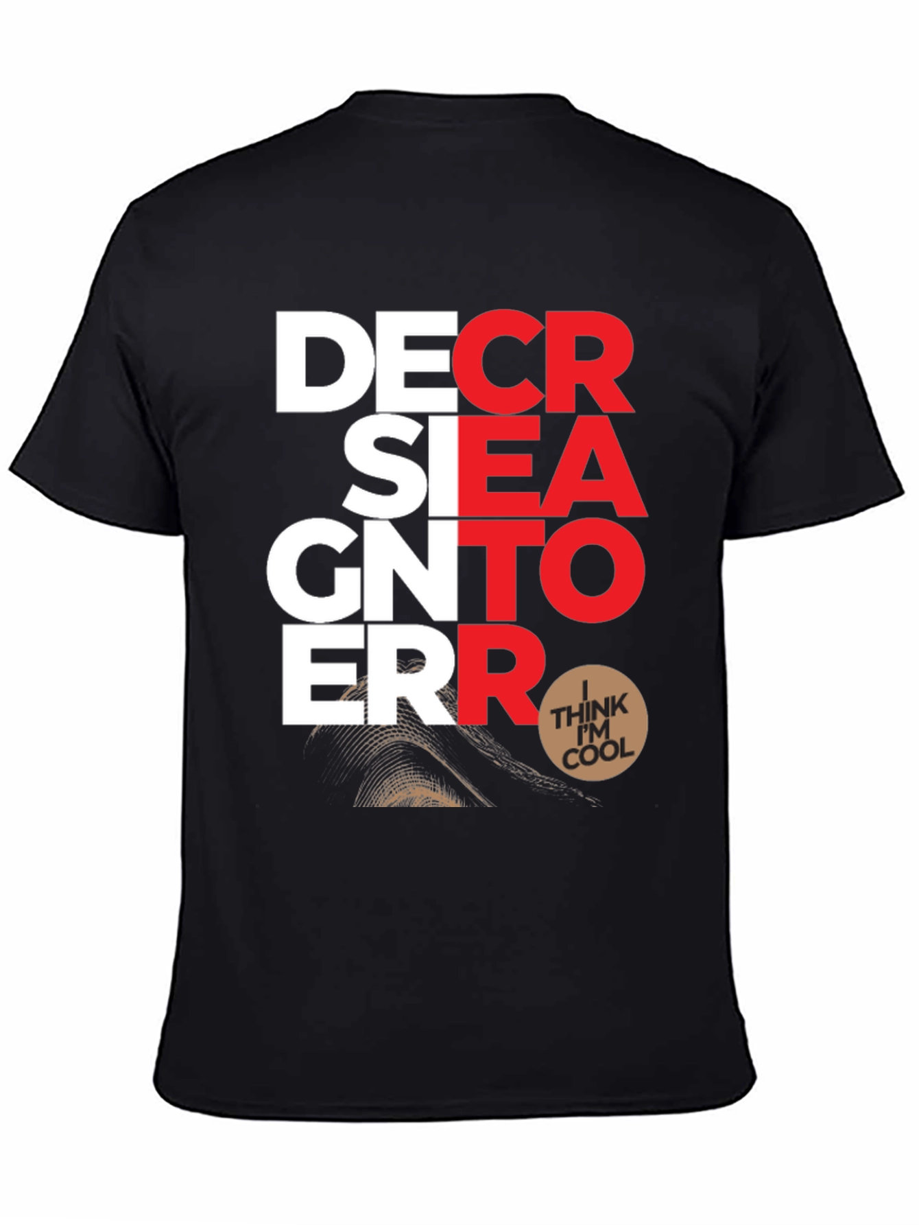 Black Designer Error Graphic Print T-Shirt view 4