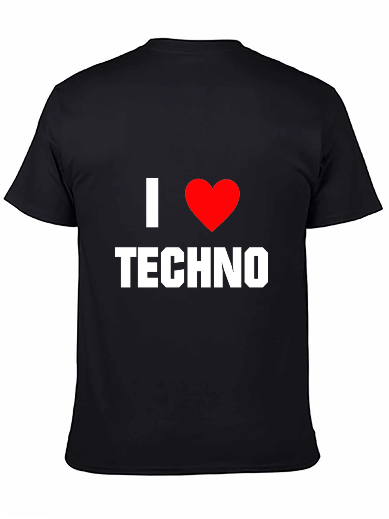 Black I Love Techno T-Shirt - Graphic Music Tee view 4