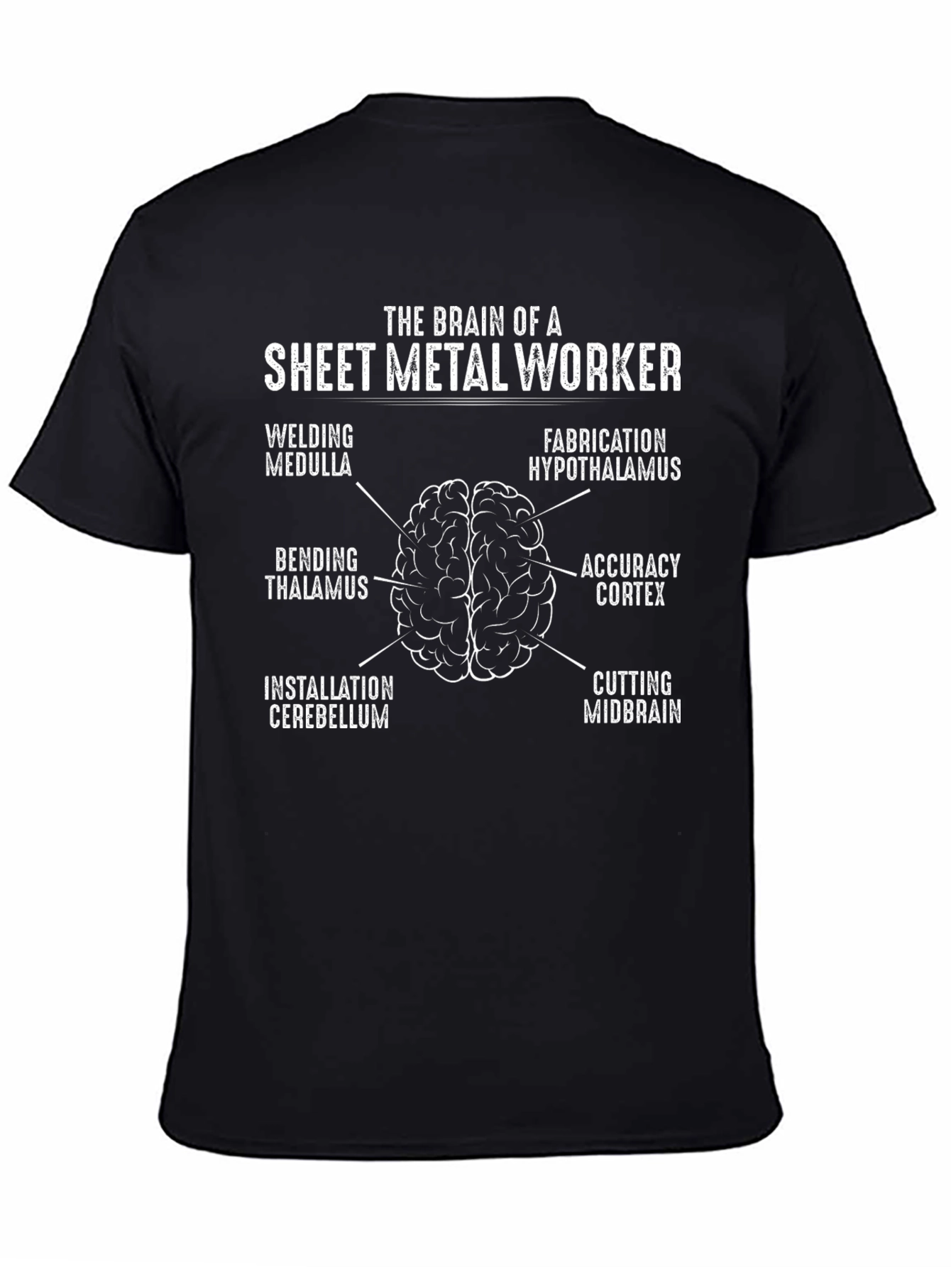 Black Sheet Metal Worker Brain T-Shirt - Funny Job Gift view 4
