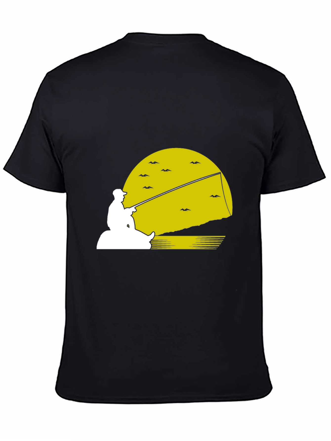 Black Fisherman Sunset Graphic Tee - Black T-Shirt view 4