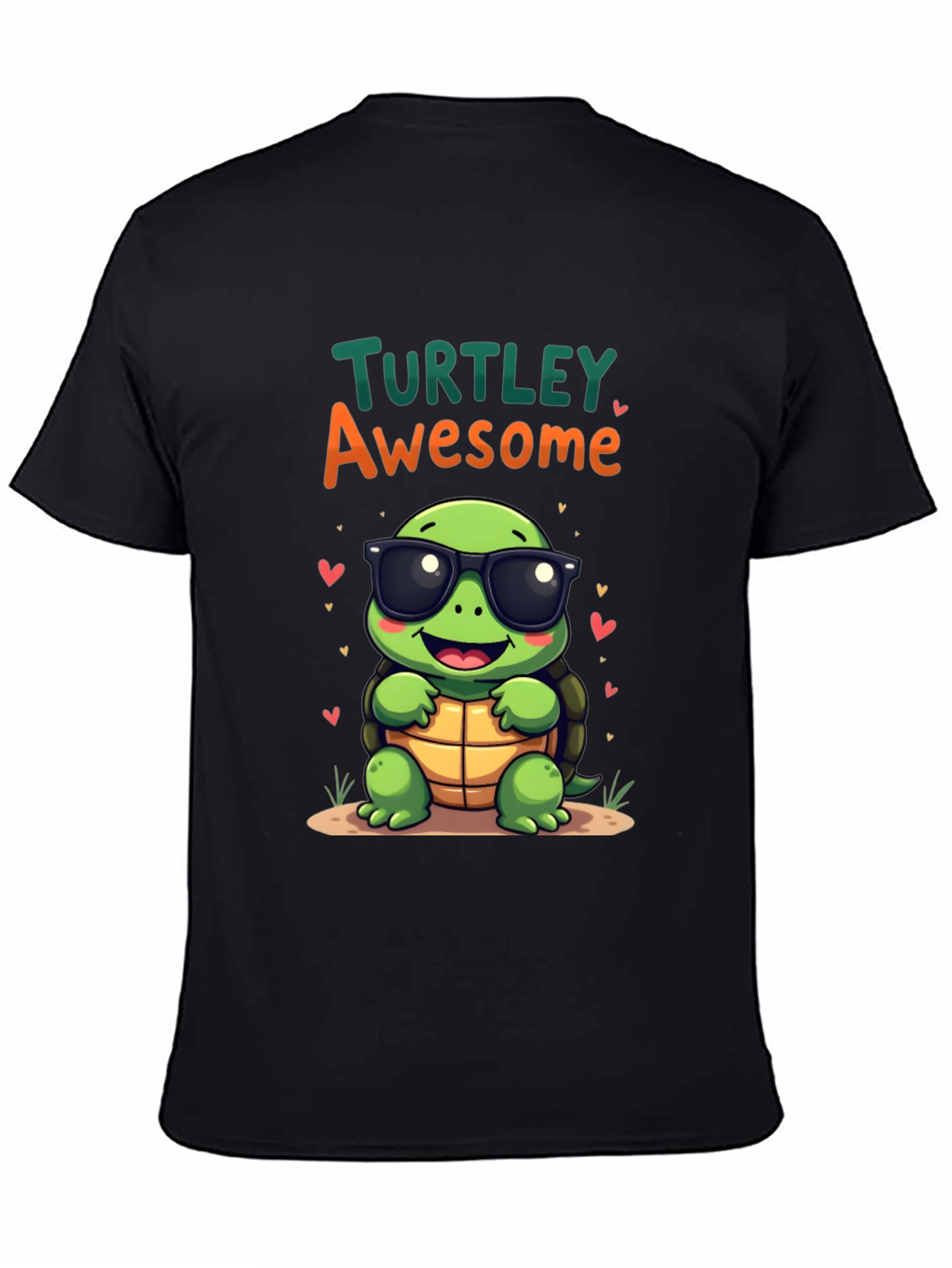 Black Turtley Awesome Graphic Tee - Cute Cartoon Turtle T-Shirt view 4