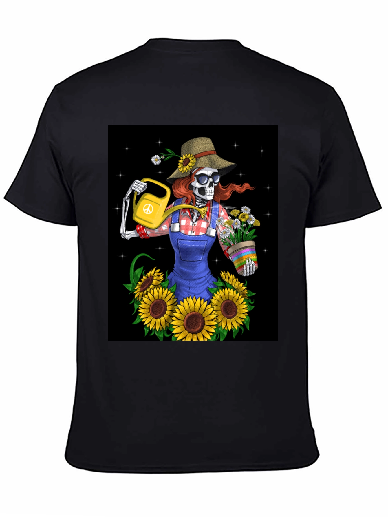 Black Skeleton Gardener Graphic T-Shirt view 4