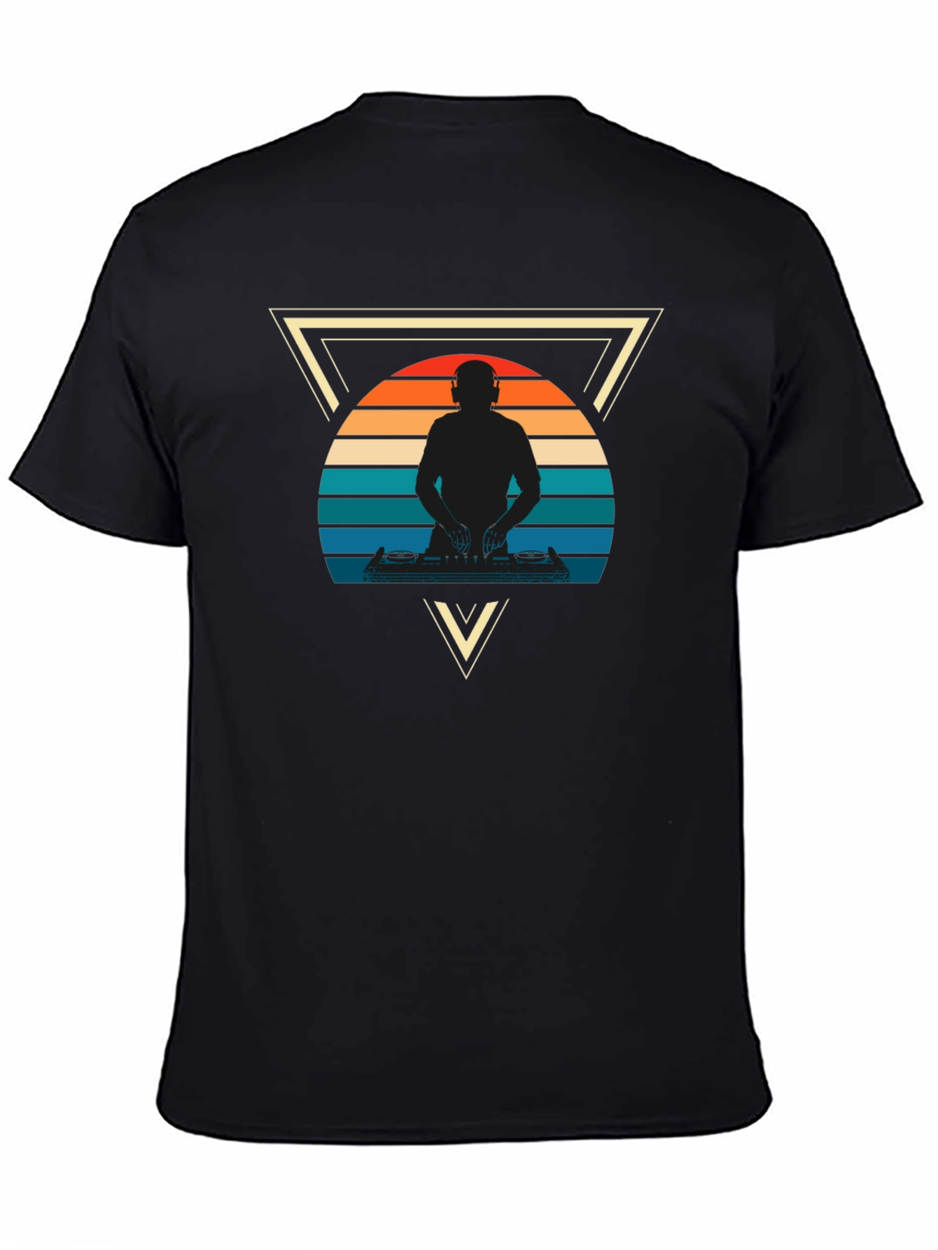 Black Retro DJ Triangle Graphic Tee view 4