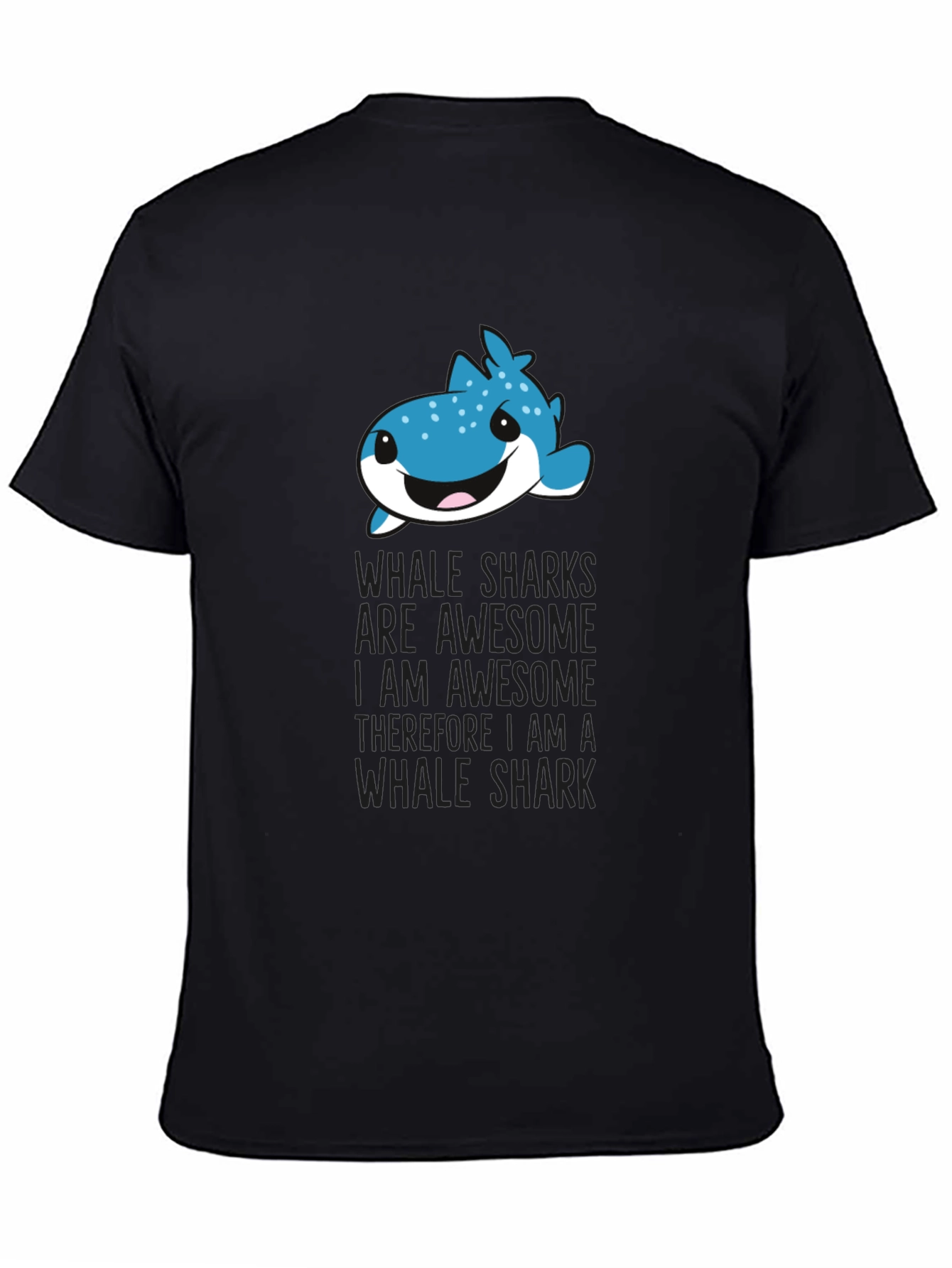 Black Whale Shark Awesome Funny Graphic T-Shirt view 4