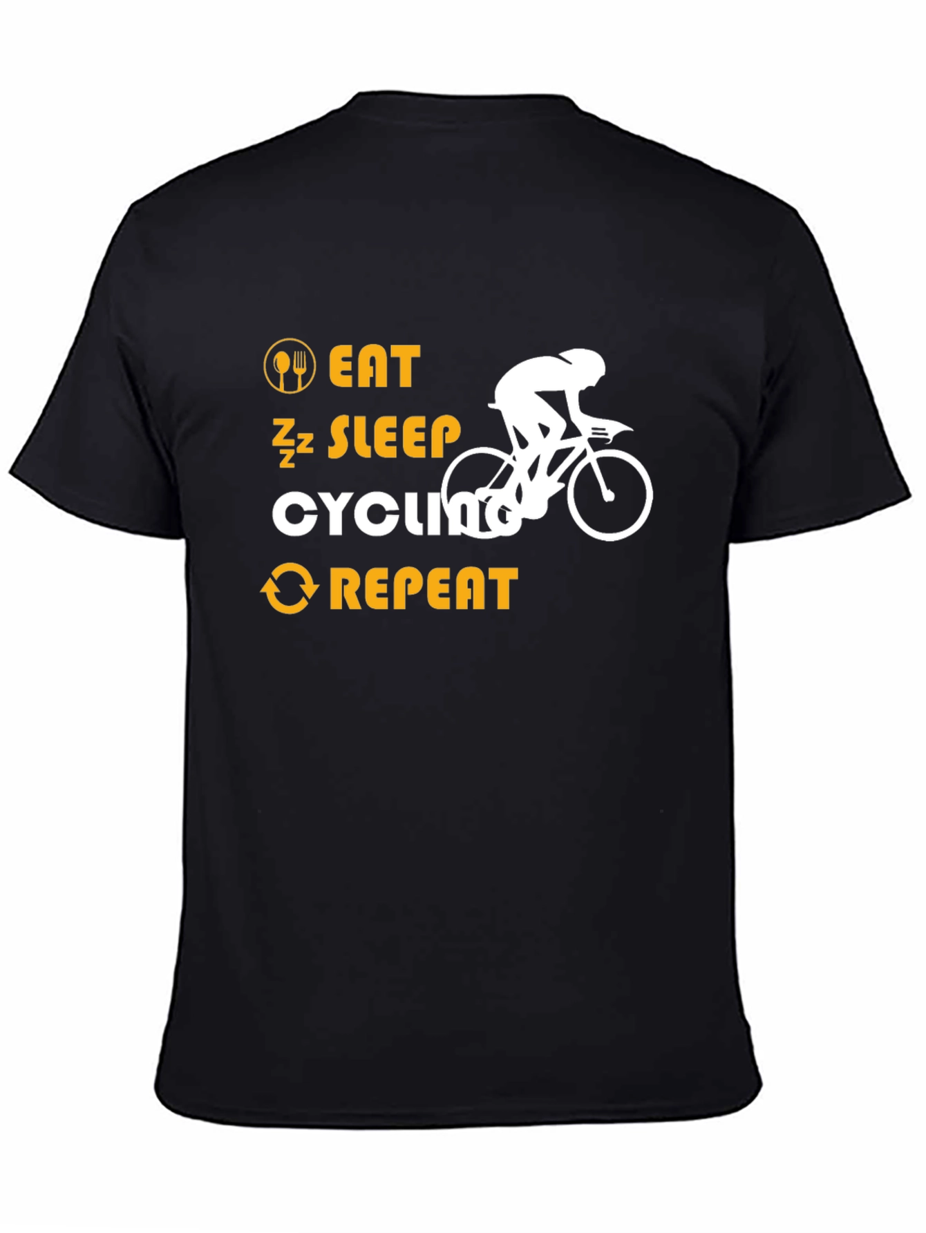 Black Eat Sleep Cycling Repeat T-Shirt view 4