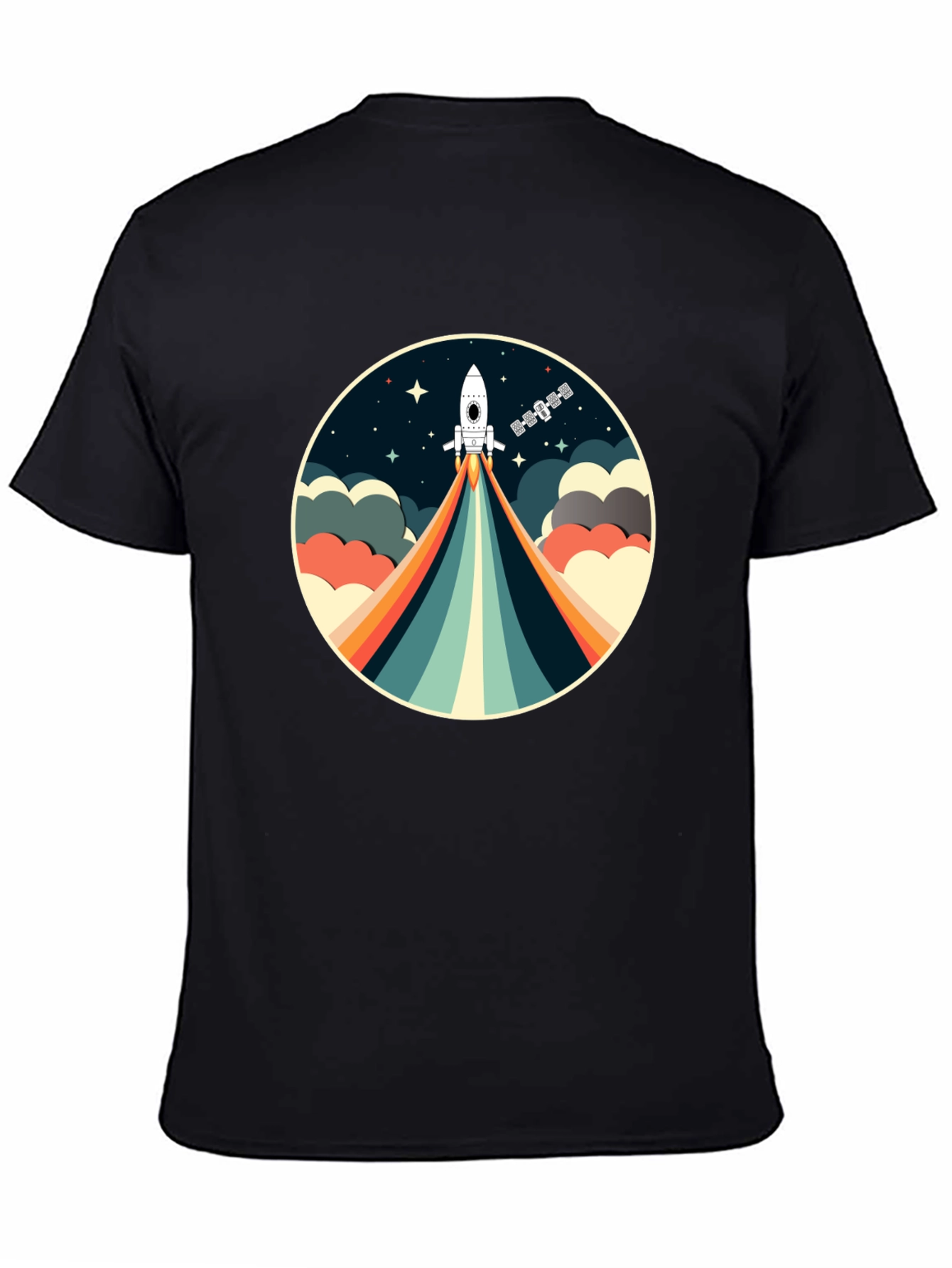 Black Retro Rocket T-Shirt - Space Adventure view 4
