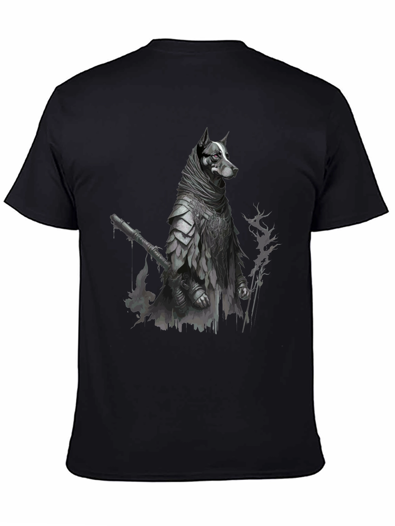 Black Dog Warrior Graphic Tee - Black Cotton Blend view 4