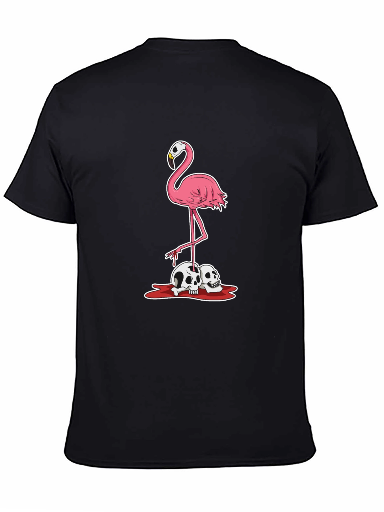 Black Flamingo Skull T-Shirt - Dark Humor Graphic Tee view 4