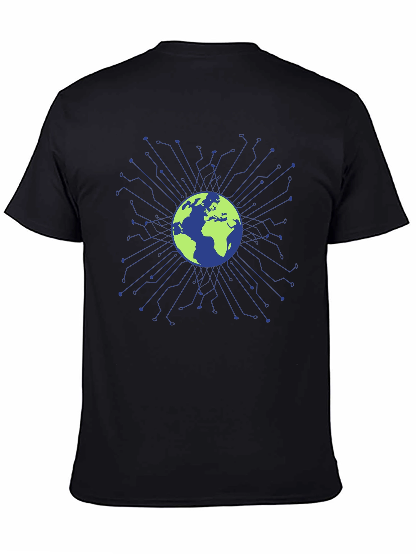 Black Global Tech Circuit T-Shirt - Earth Design view 4