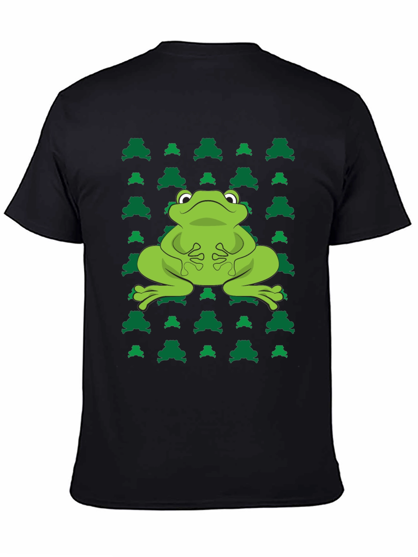 Black Frog Pattern Black T-Shirt view 4