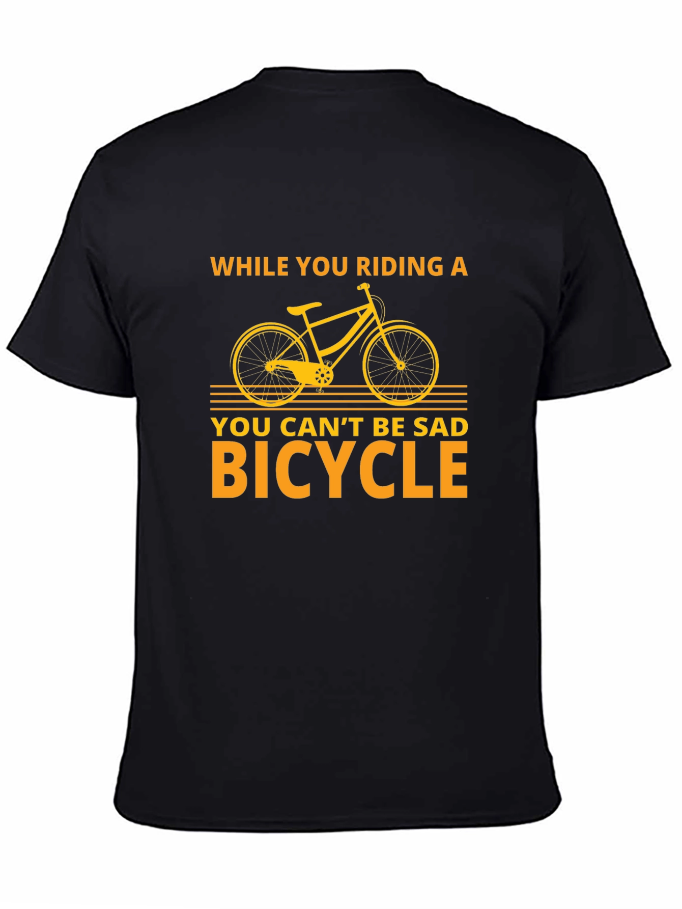 Black Funny Bicycle T-Shirt - You Can't Be Sad Bicycle view 4