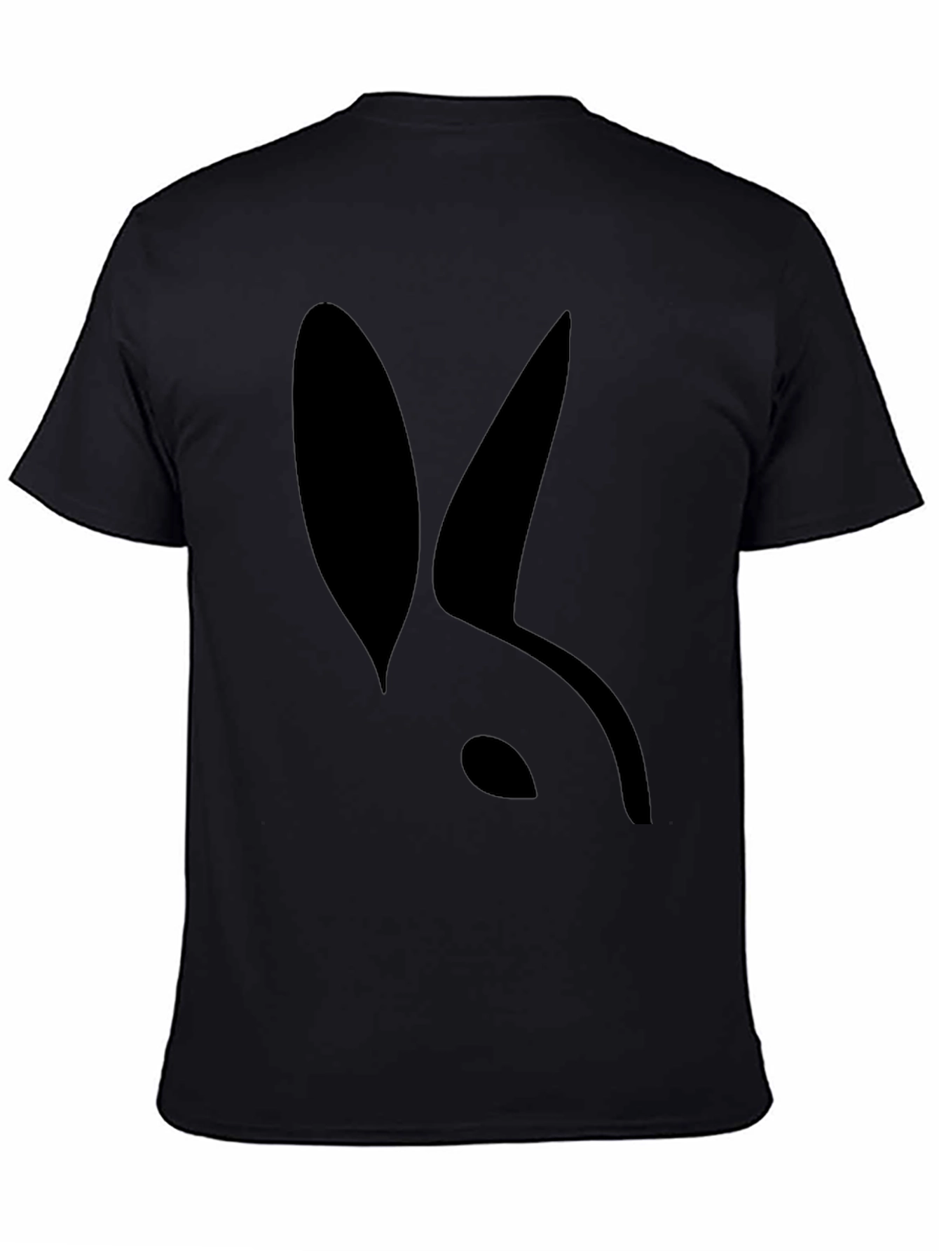 Black Modern Rabbit Silhouette Black T-Shirt view 4