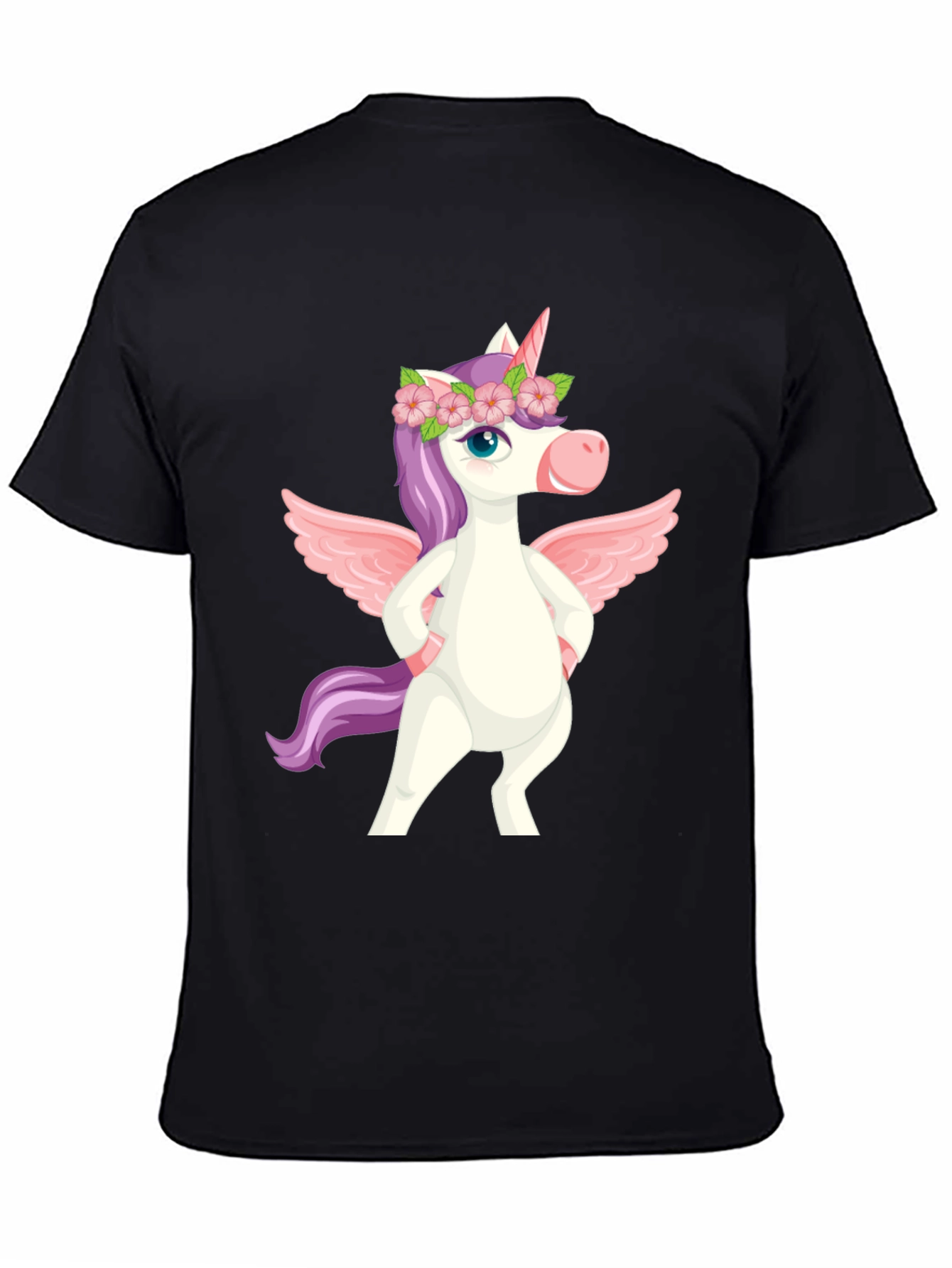 Black Unicorn Pegasus Graphic Tee - Men's Black T-Shirt view 4