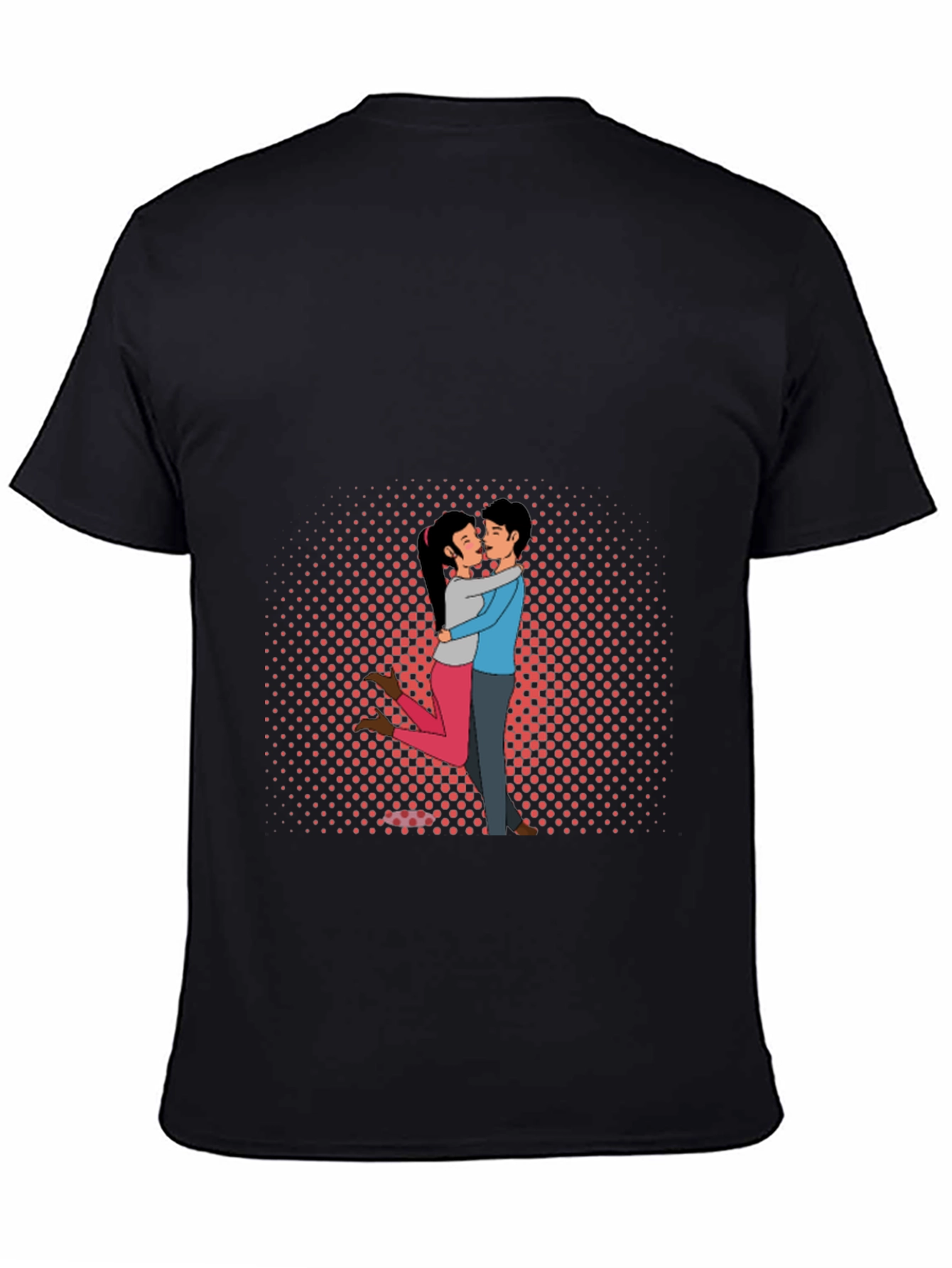 Black Couple Embrace Graphic Tee - Black Cotton Blend view 4