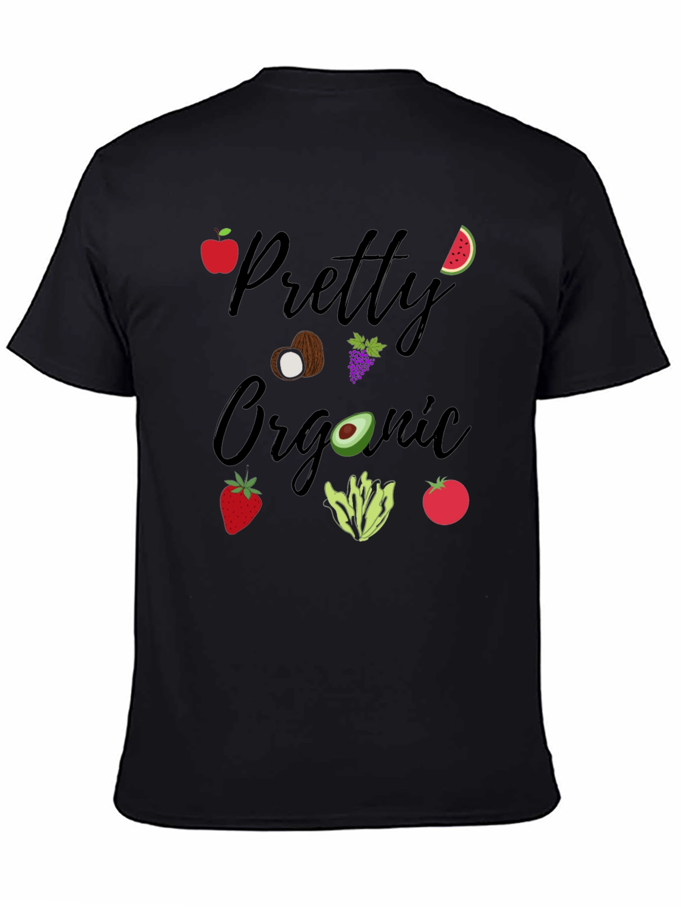 Black Pretty Organic Black T-Shirt Fruit & Vegetable Graphic view 4