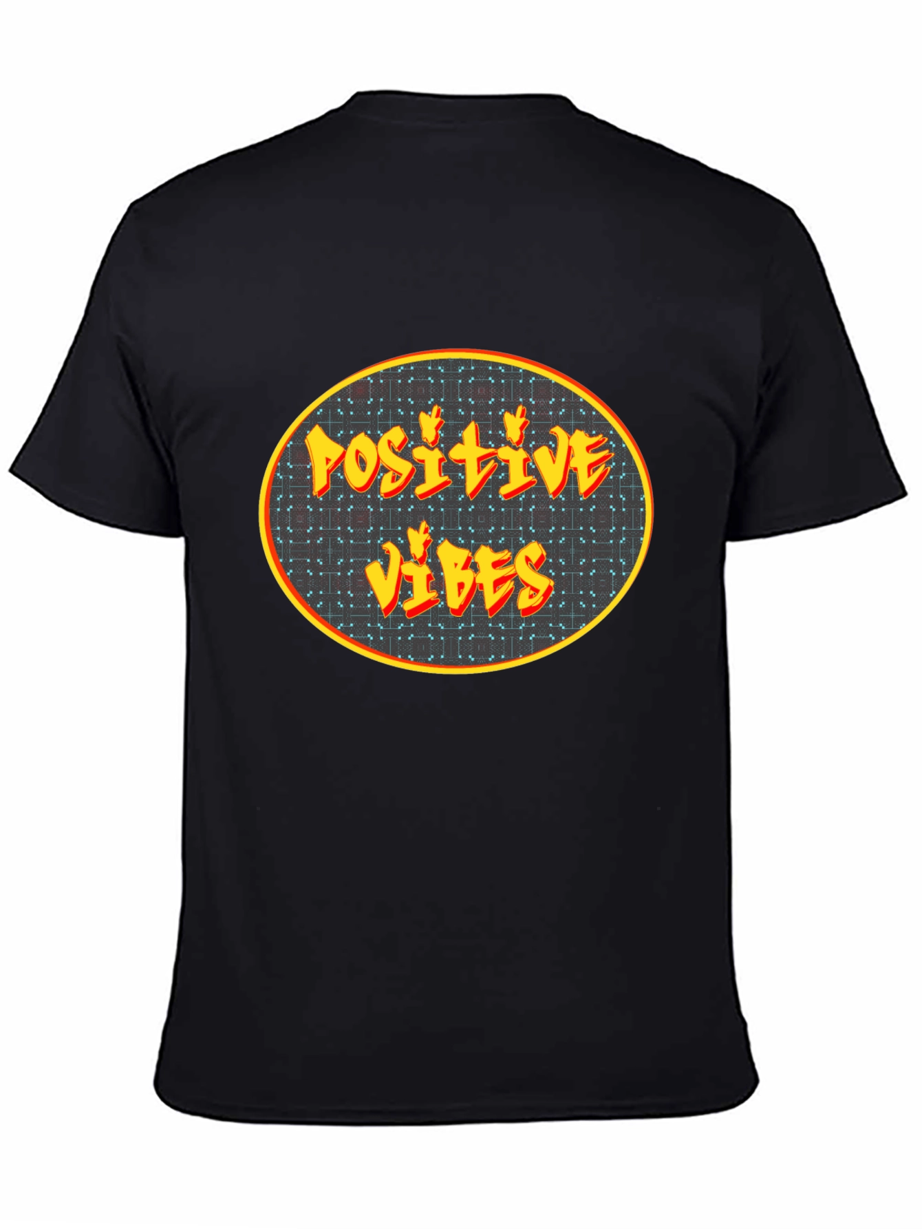 Black Positive Vibes Graphic Tee - Black Cotton Blend view 4