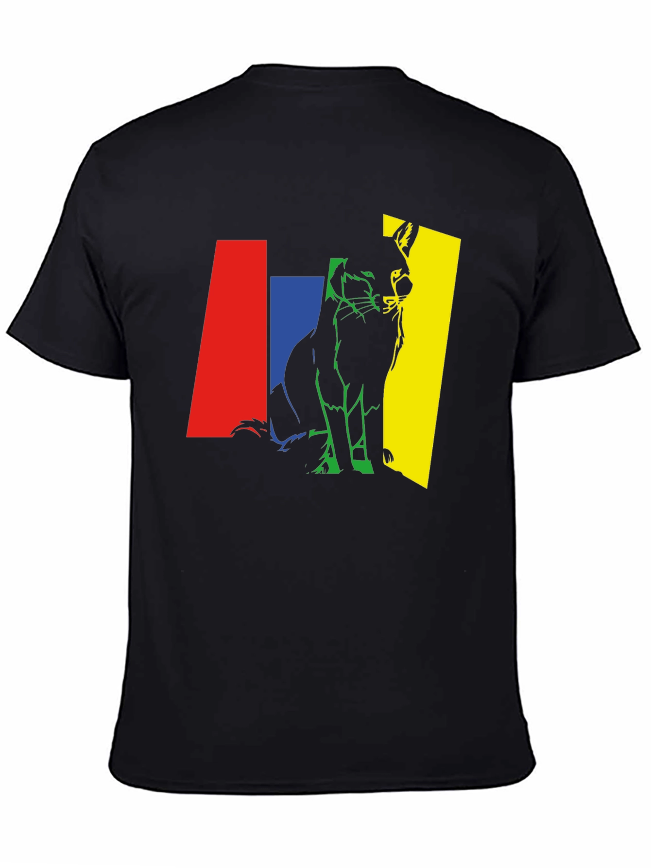 Black Abstract Fox Graphic Tee - Men's Black T-Shirt view 4