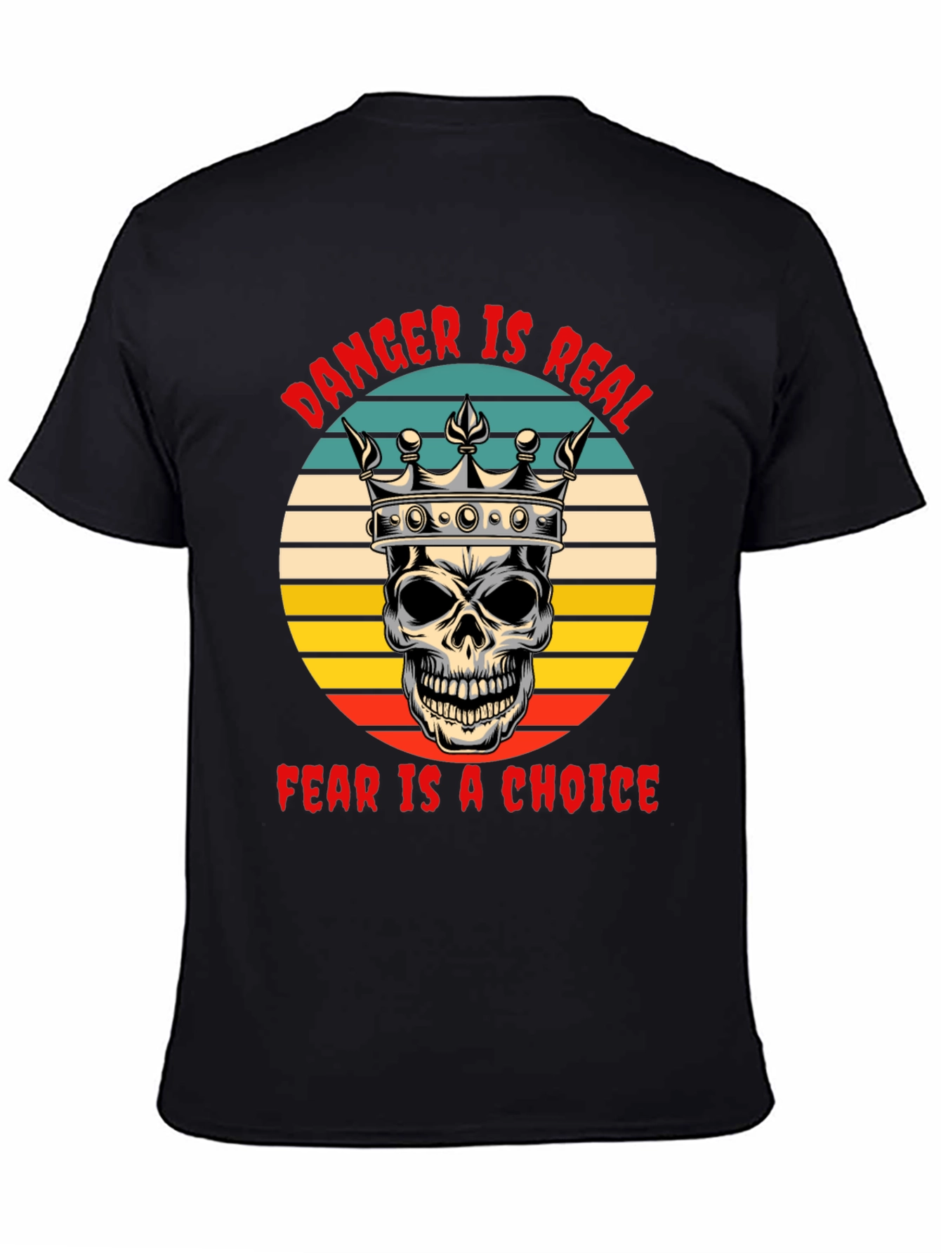 Black Danger Is Real Skull Graphic Tee view 4