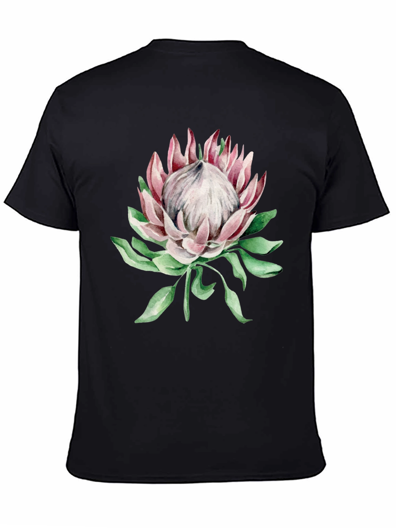 Black Protea Flower Graphic Black T-Shirt view 4