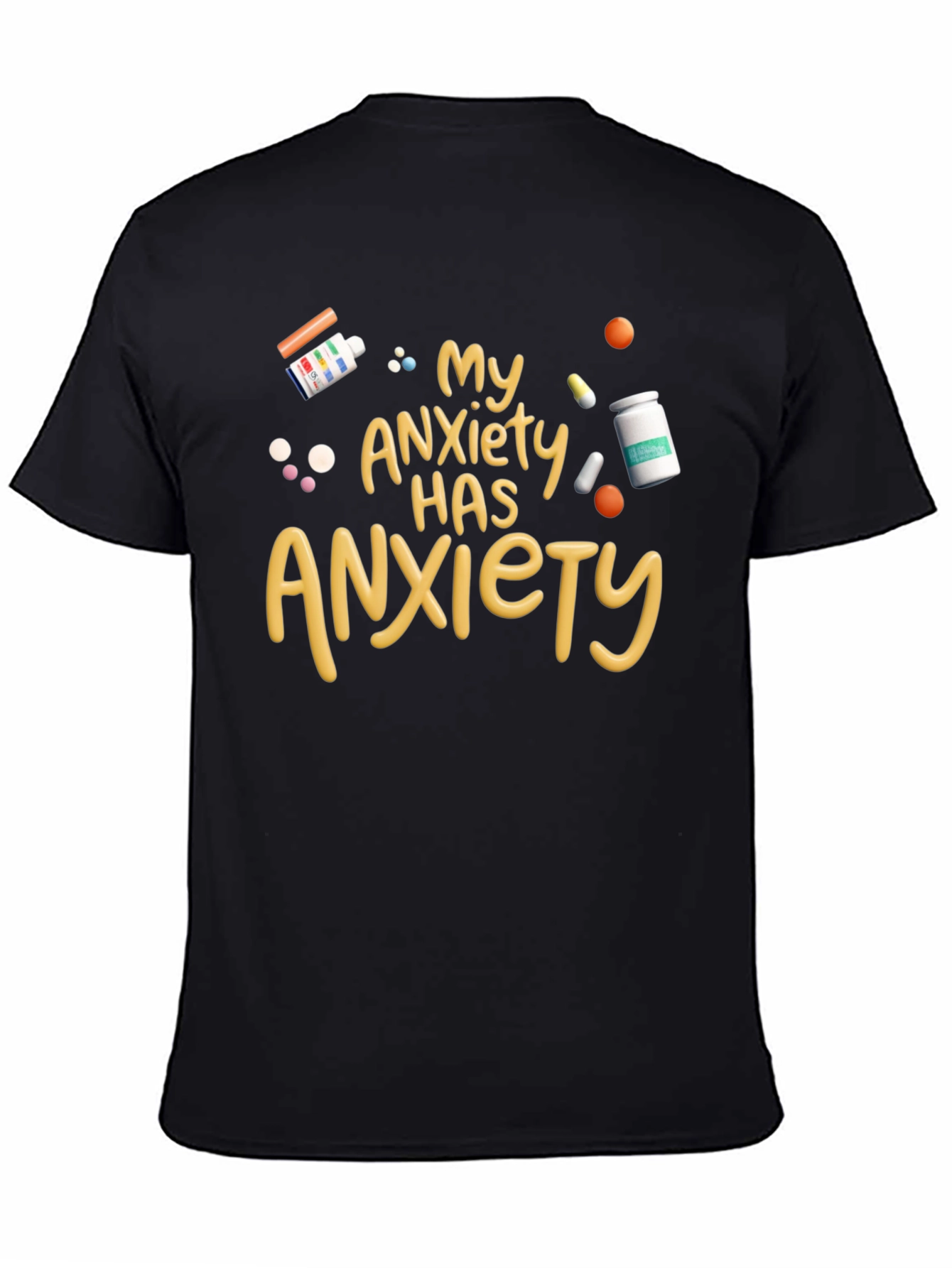 Black Anxiety Humor T-Shirt - My Anxiety Has Anxiety Graphic Tee view 4