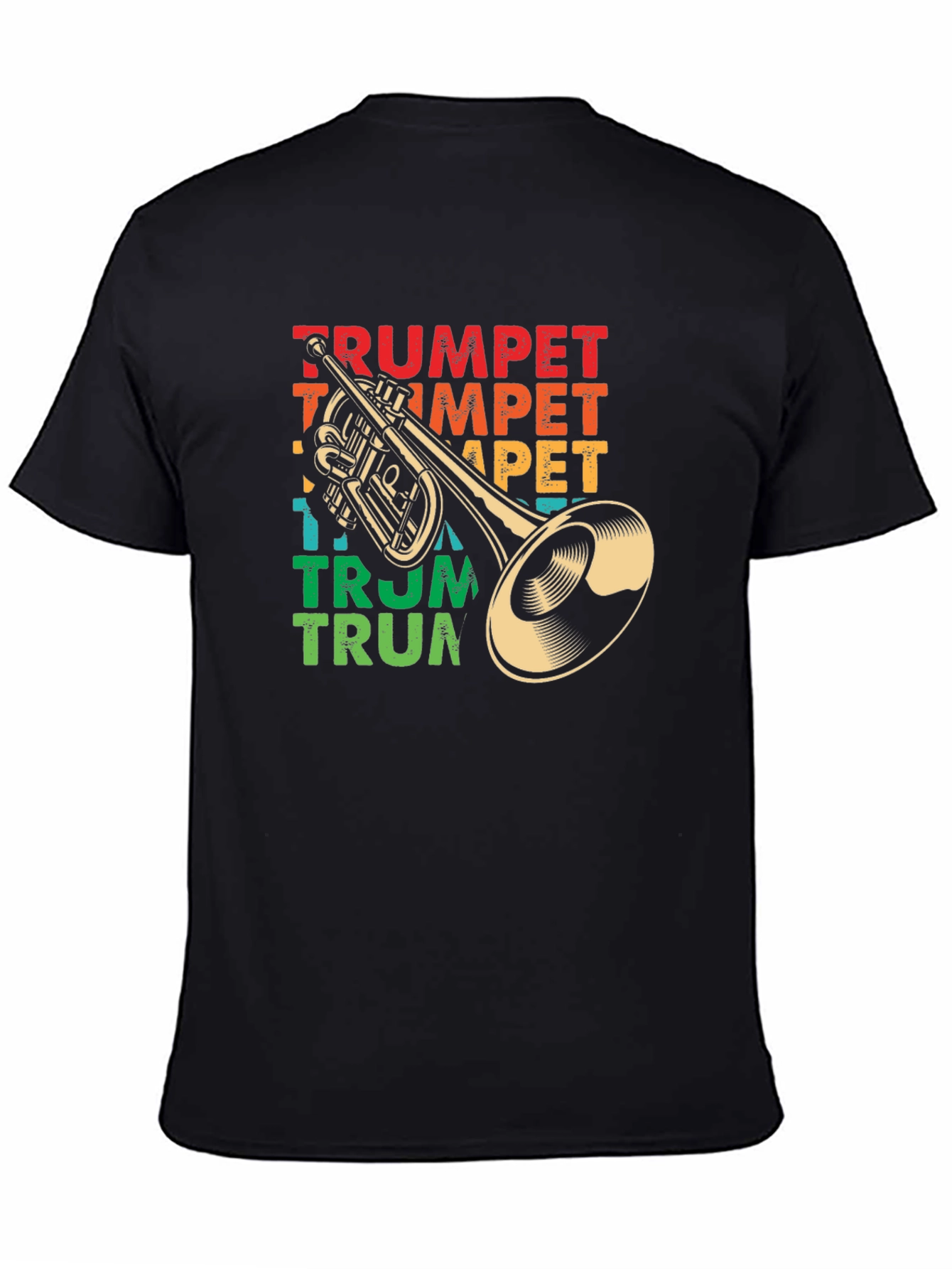 Black Retro Trumpet Graphic T-Shirt - Music Lover Tee view 4