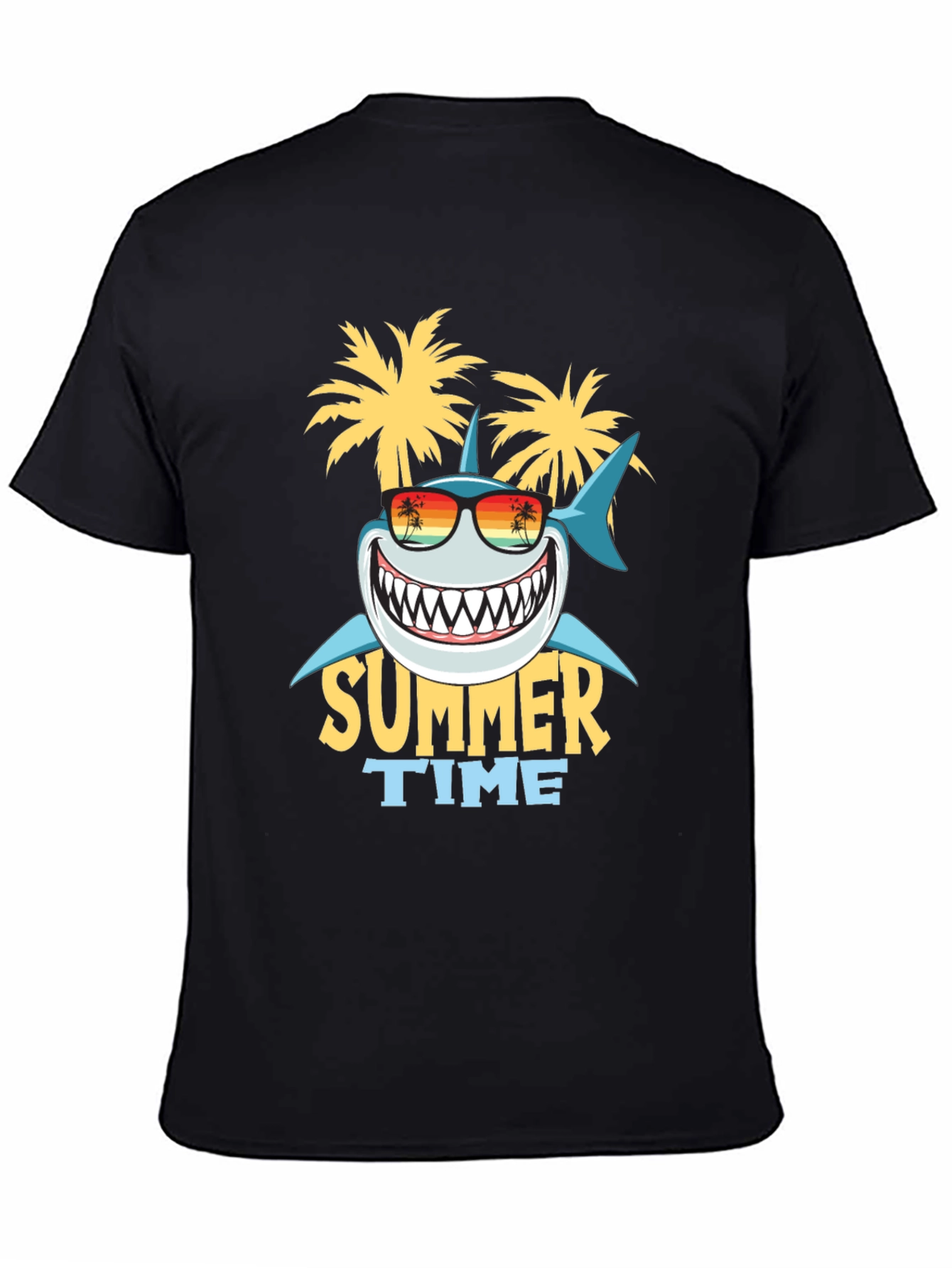 Black Summer Time Shark Graphic Tee view 4