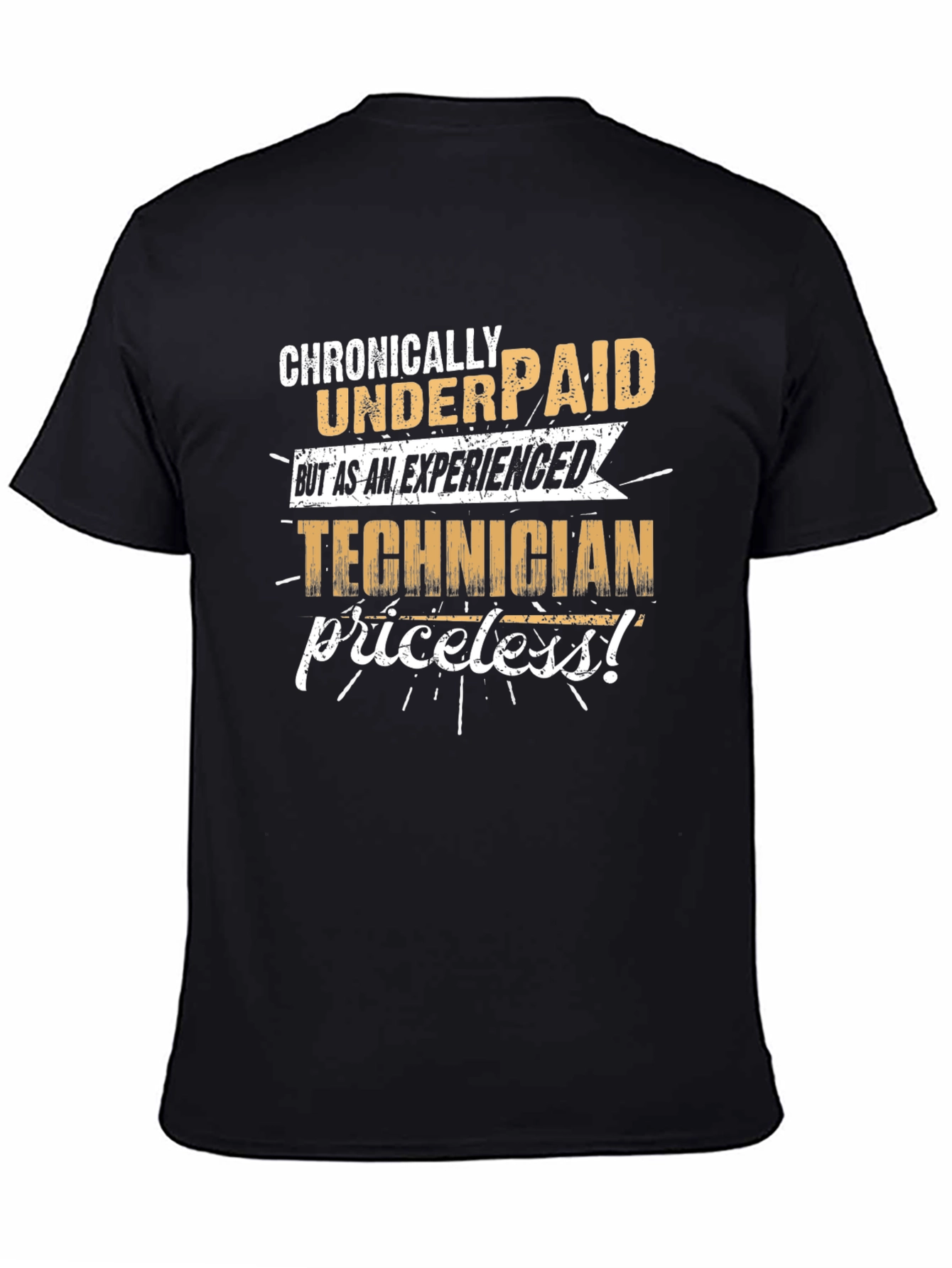 Black Chronically Underpaid Technician Graphic T-Shirt view 4