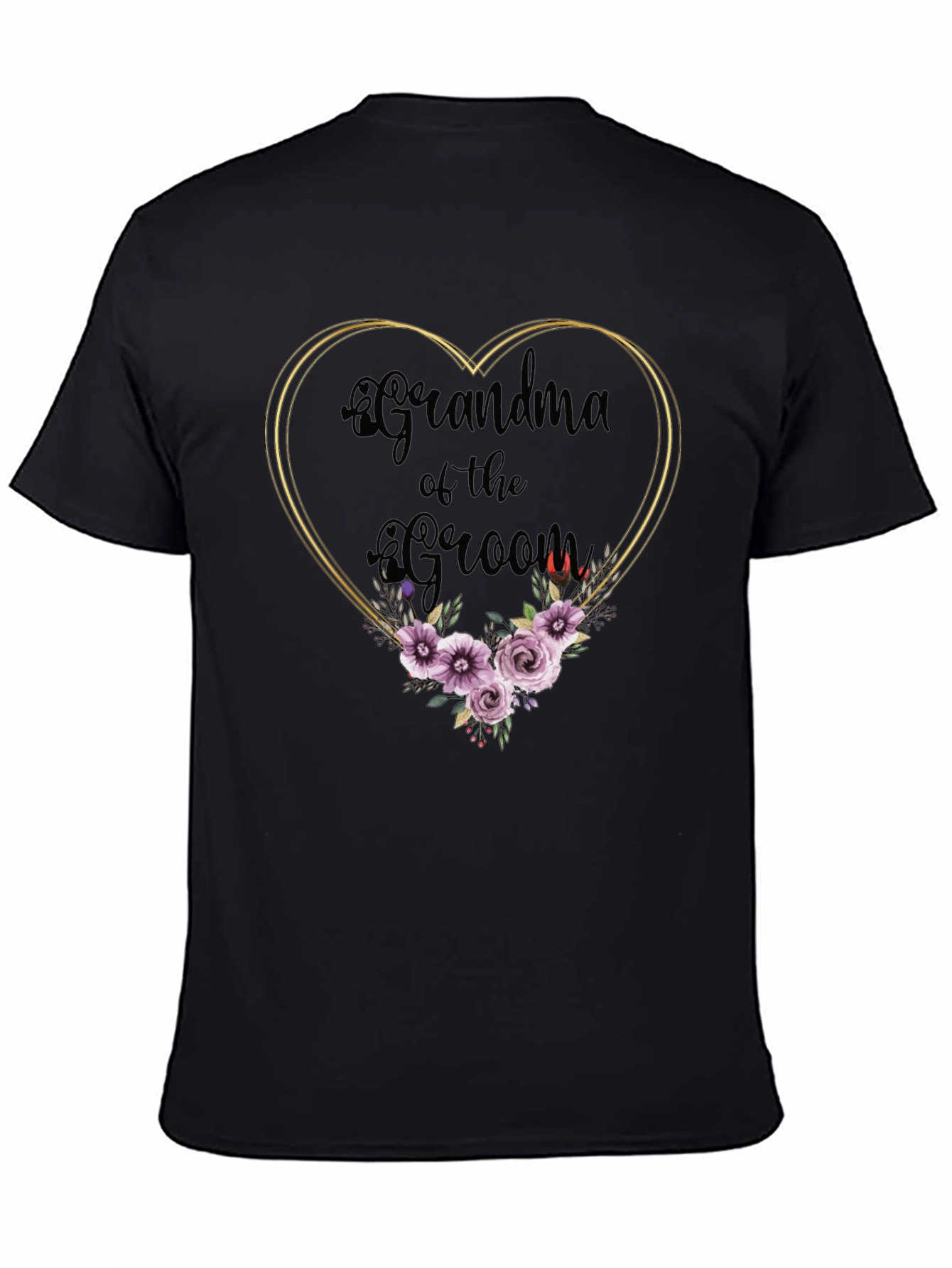 Black Grandma of the Groom Floral Heart Tee view 4