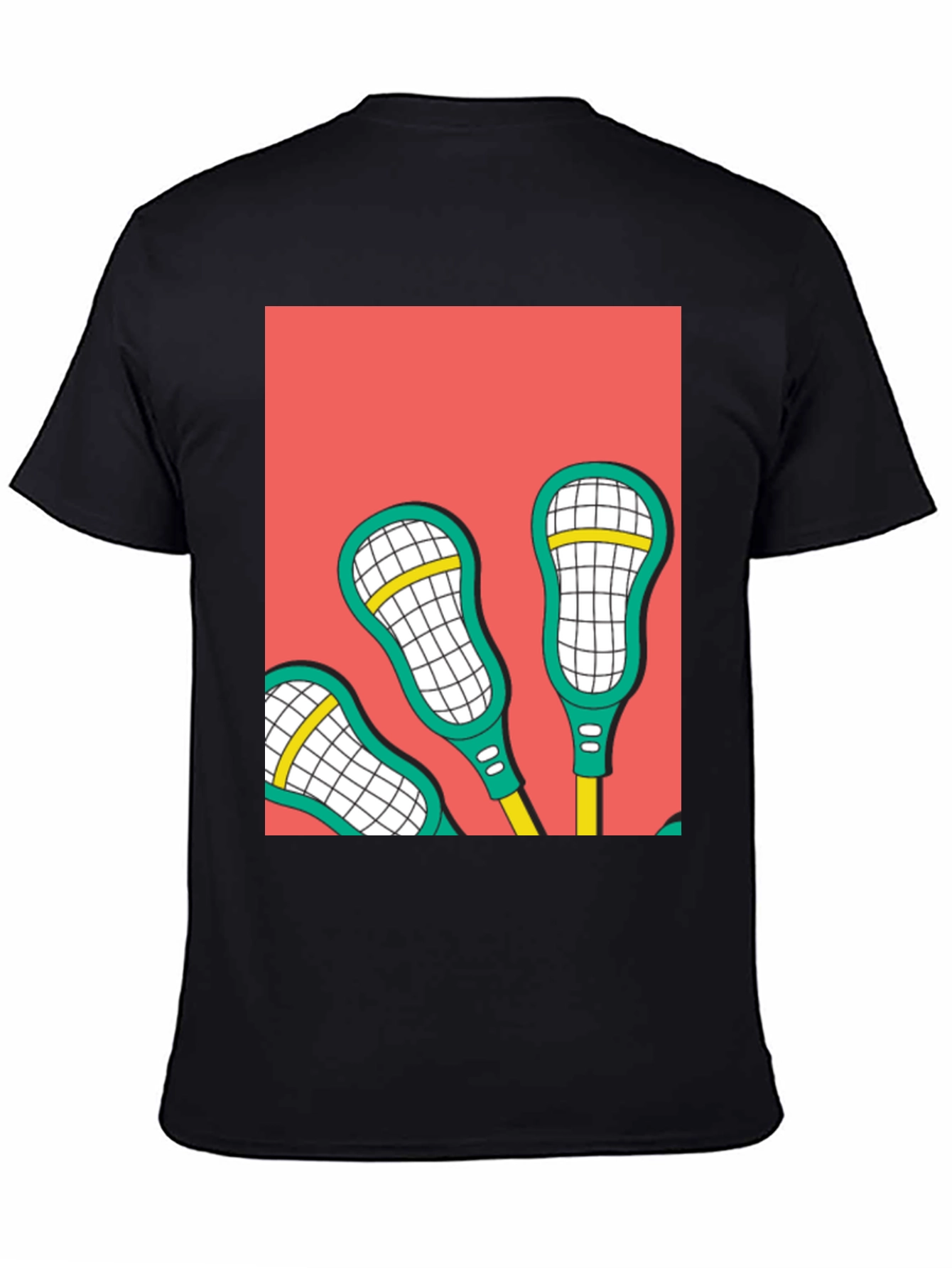 Black Lacrosse Sticks Graphic Tee - Cool Sport Design view 4