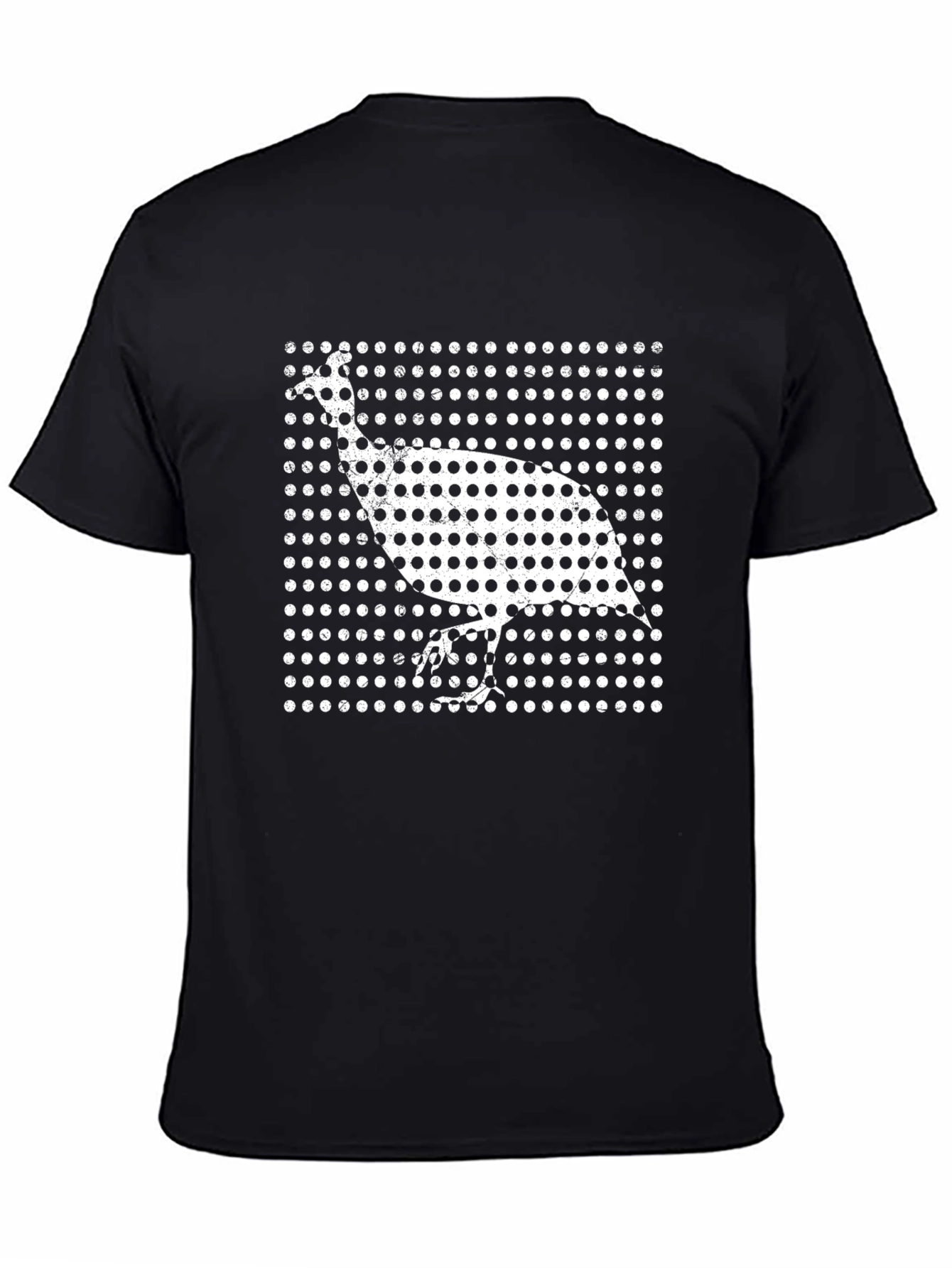 Black Retro Guinea Fowl Black T-Shirt view 4