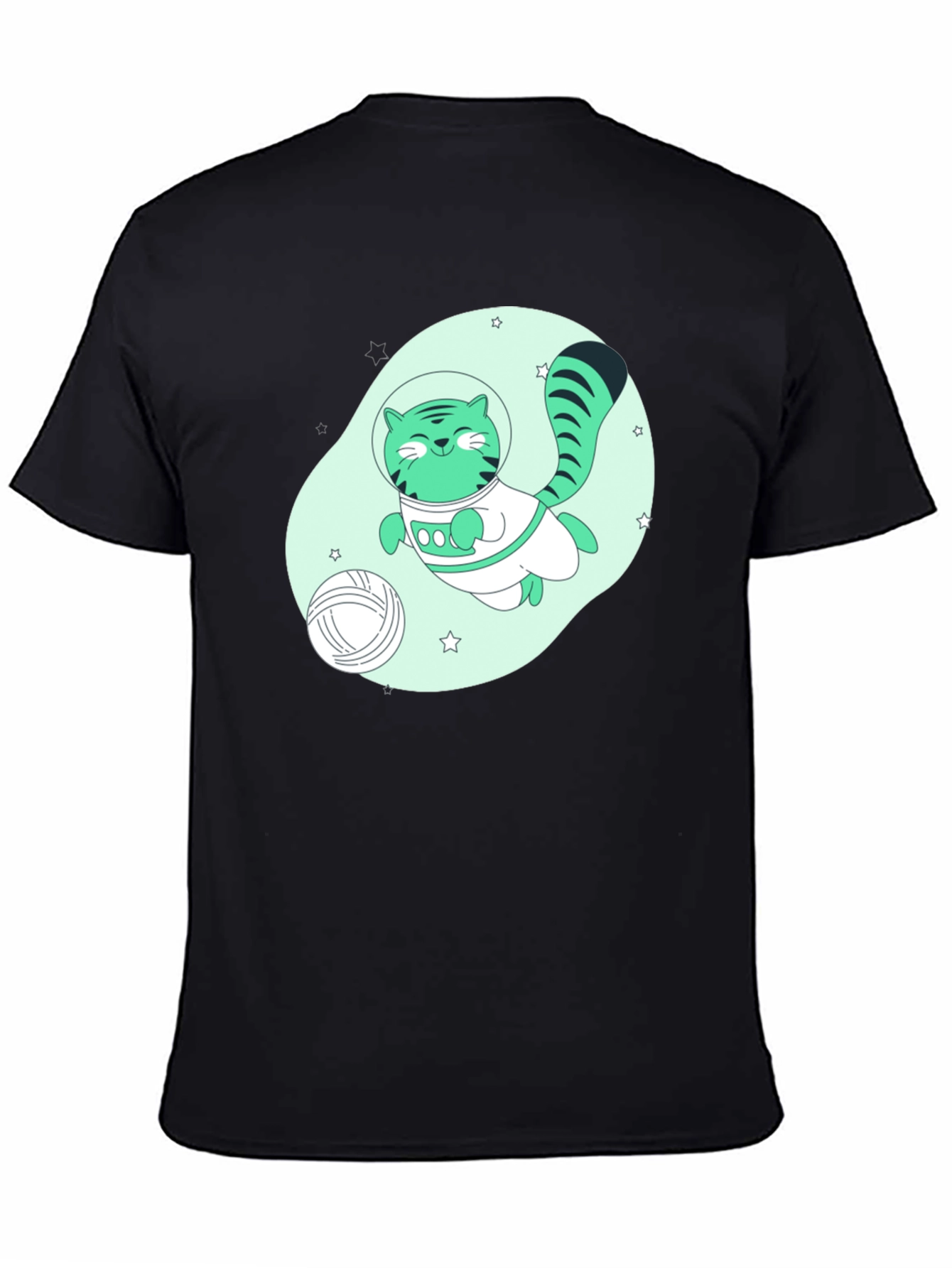 Black Astronaut Cat Graphic T-Shirt - Black view 4