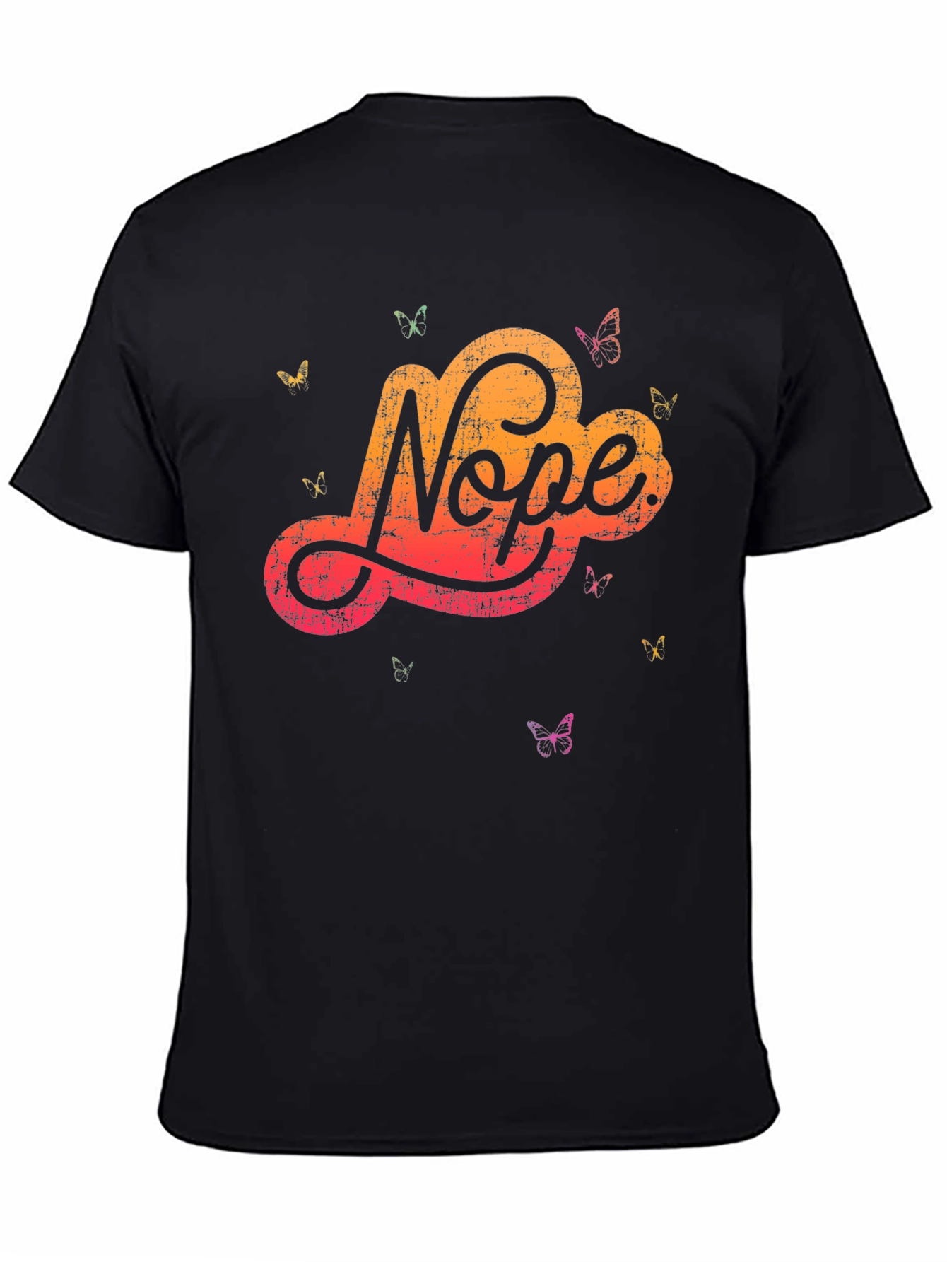Black Nope Butterfly Graphic Tee - Soft Cotton Blend view 4