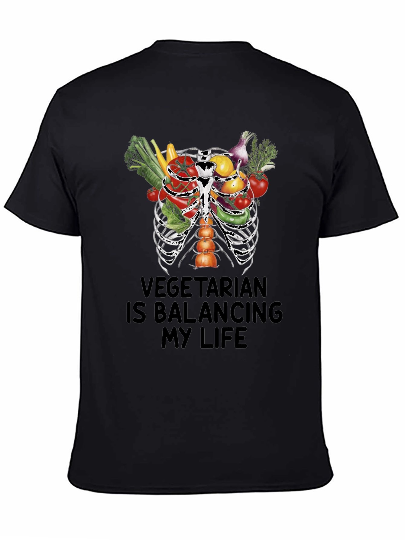 Black Vegetarian Balancing Life Graphic Tee view 4