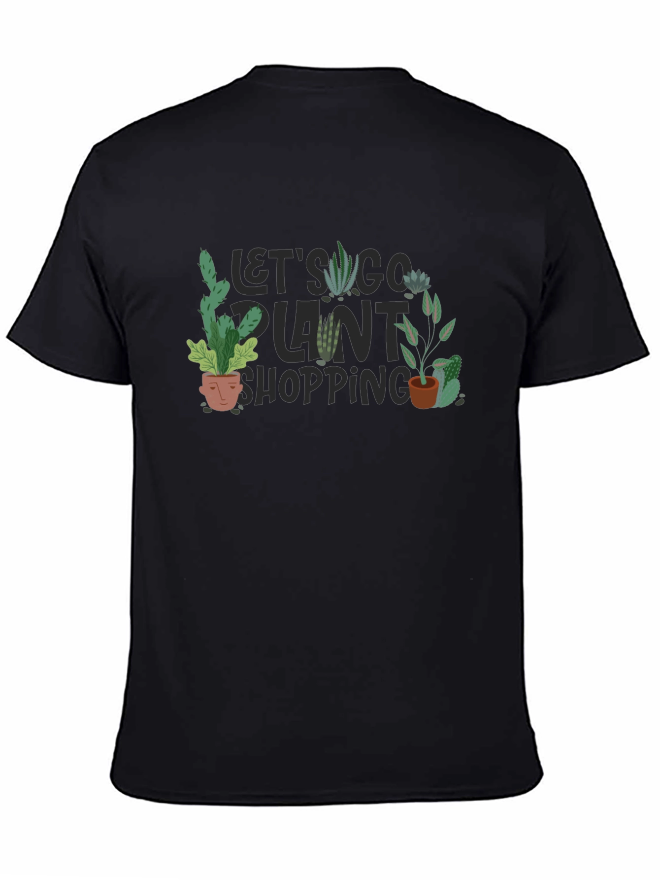 Black Plant Shopping T-Shirt - Unisex Crew Neck Tee view 4