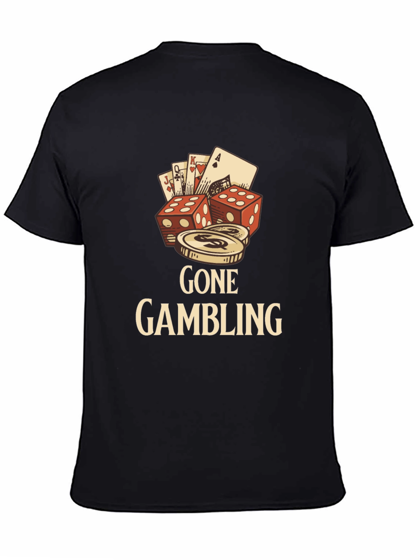 Black Gone Gambling Graphic Tee - Black view 4
