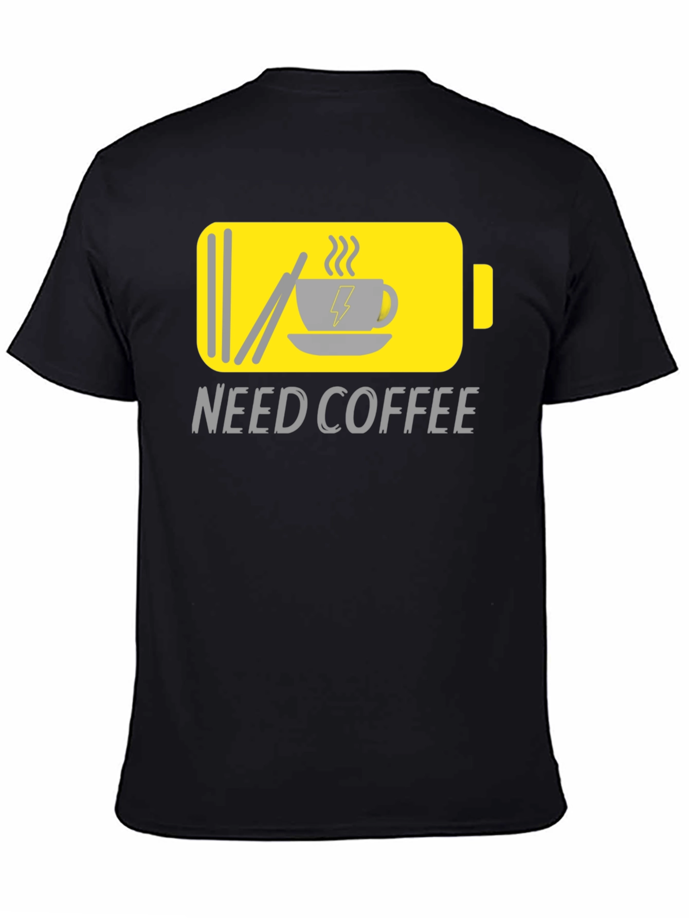 Black Need Coffee Graphic Tee - Low Battery Mode view 4