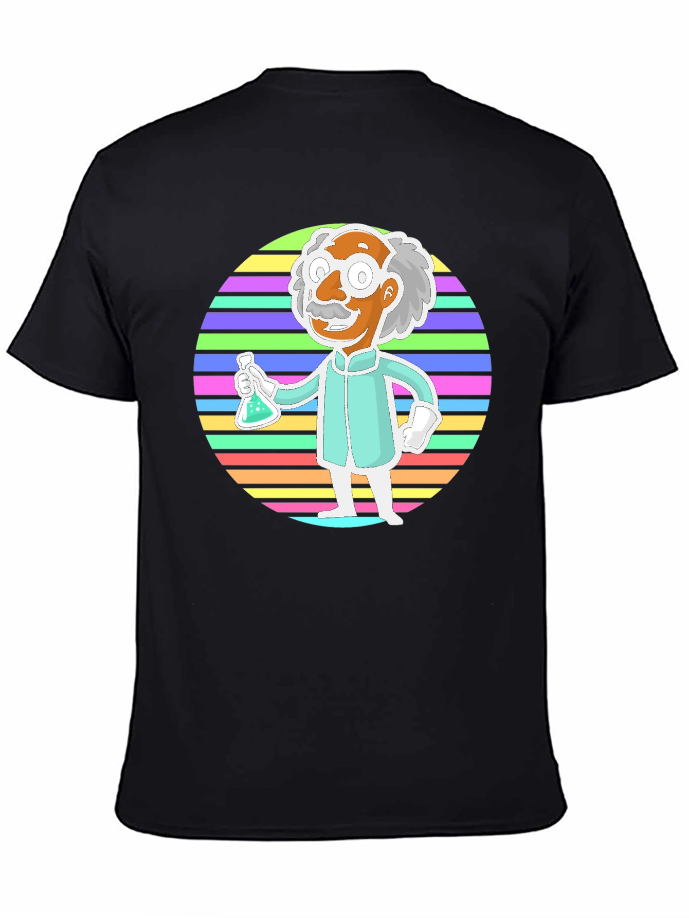 Black Cartoon Scientist T-Shirt - Retro Science Tee view 4