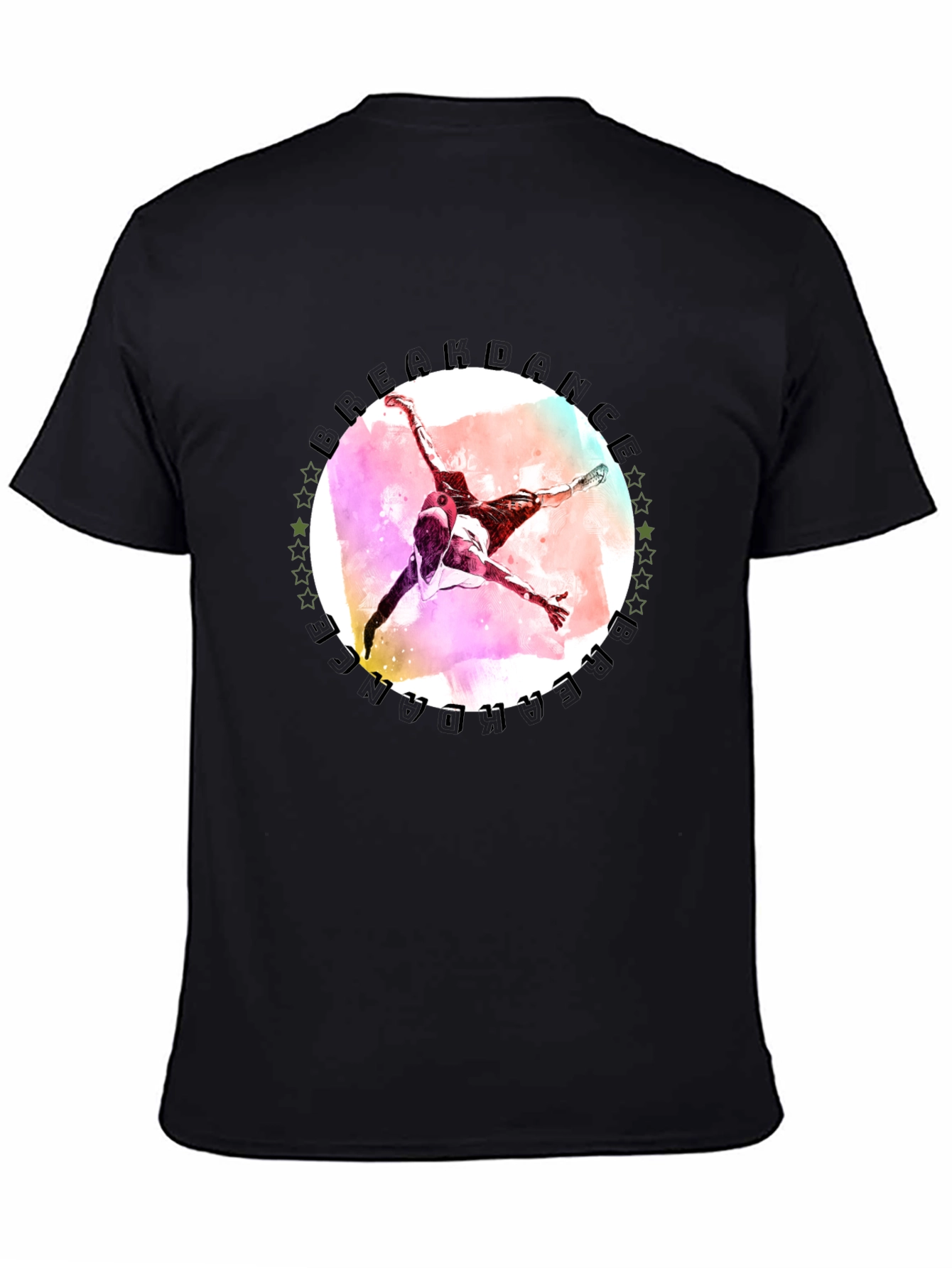 Black Freedance Graphic Tee - Artistic Men's Black T-Shirt view 4
